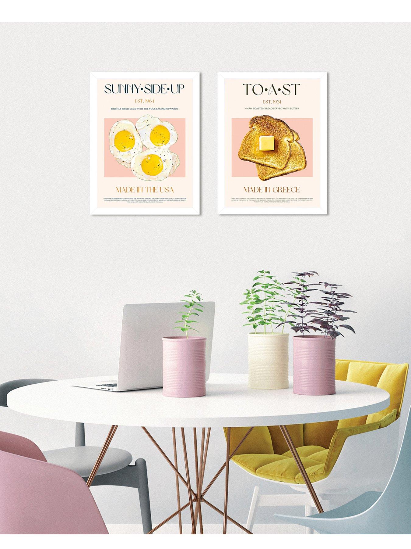 The Art Group Set Of 2 Framed Art Nazma Khokhar (sunny Side Up & Toast) 33x43cm