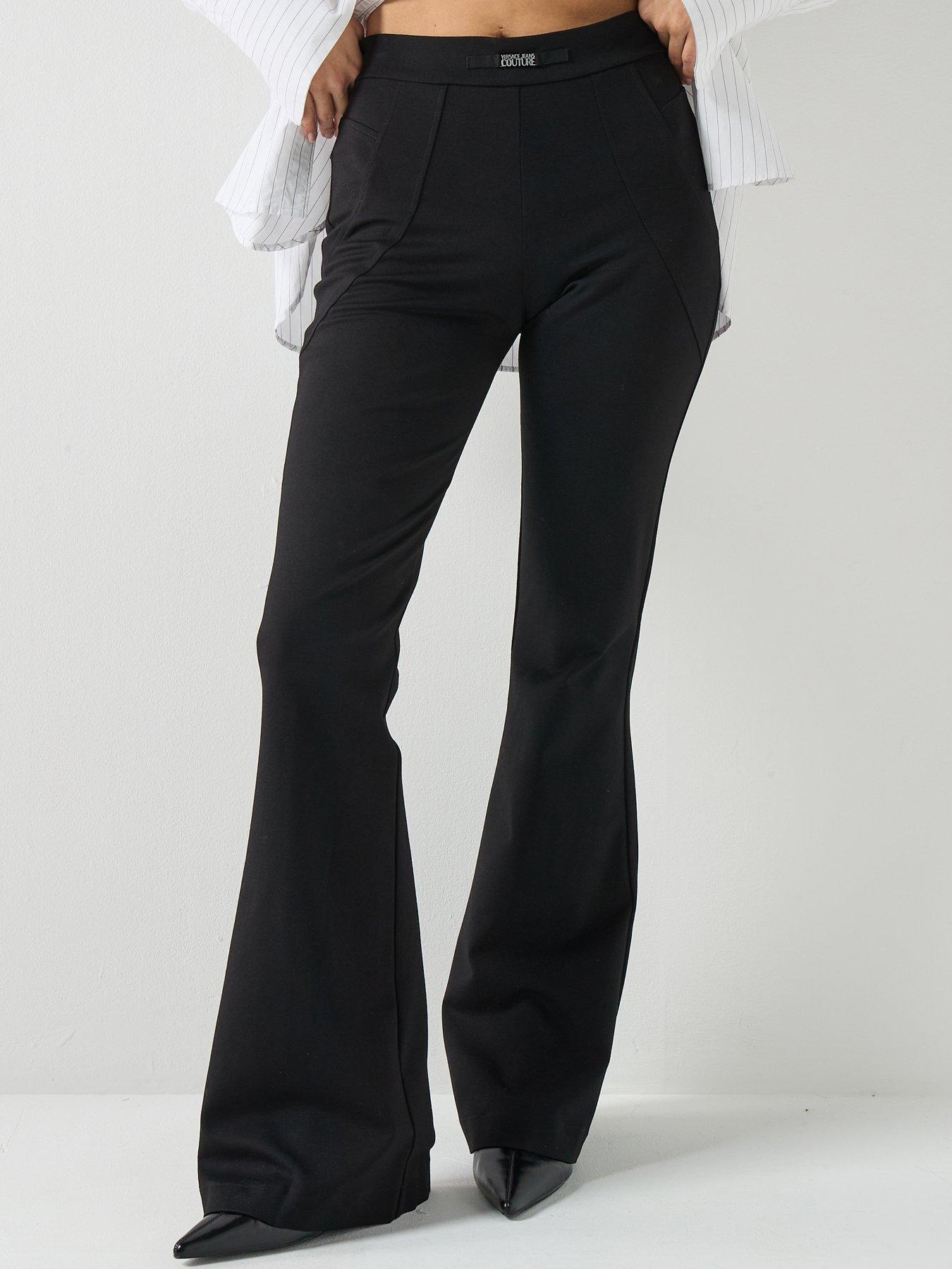 Image 1 of 6 of Versace Jeans Couture Geometric Flared Trousers - Black