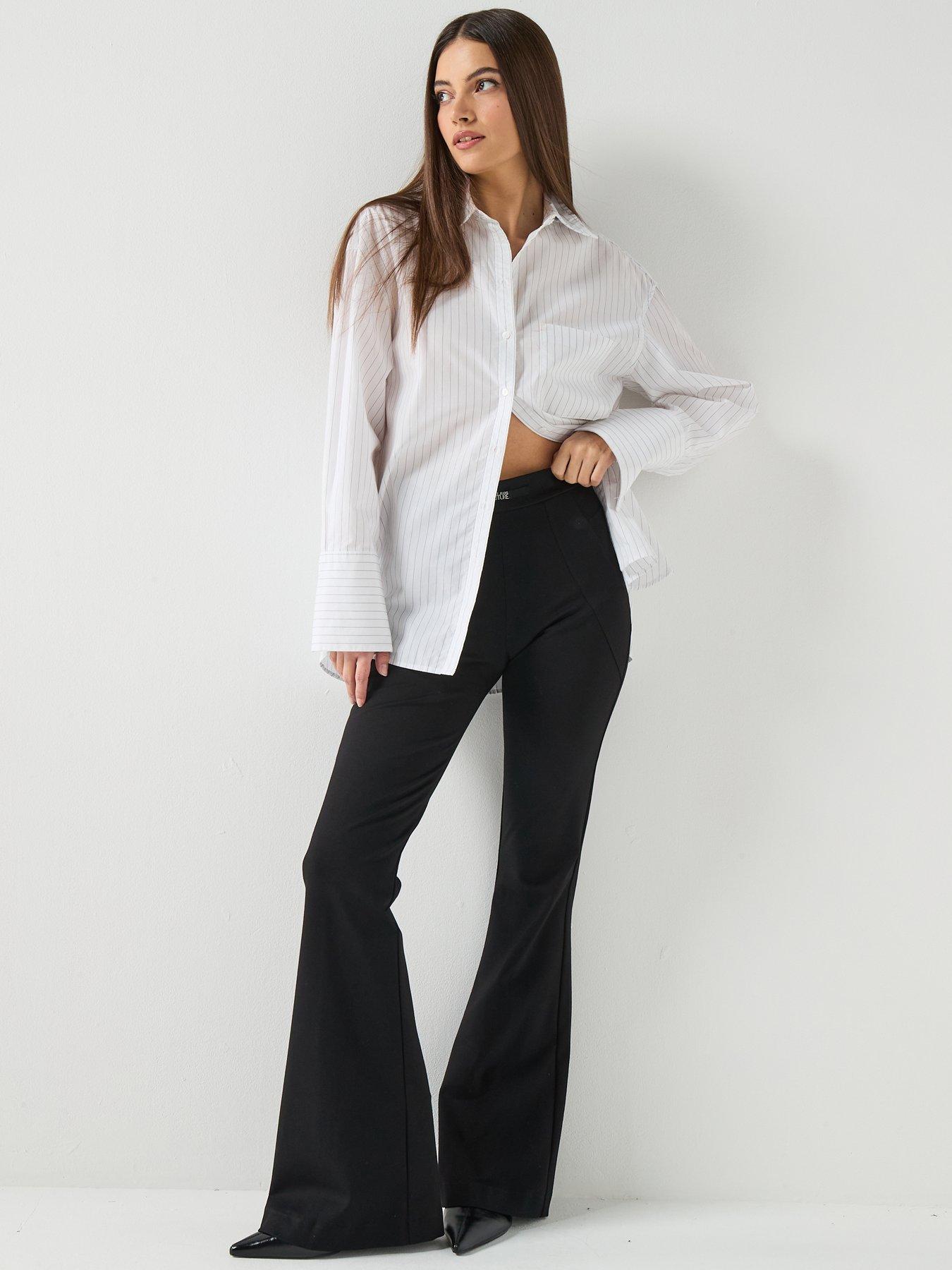 Image 3 of 6 of Versace Jeans Couture Geometric Flared Trousers - Black