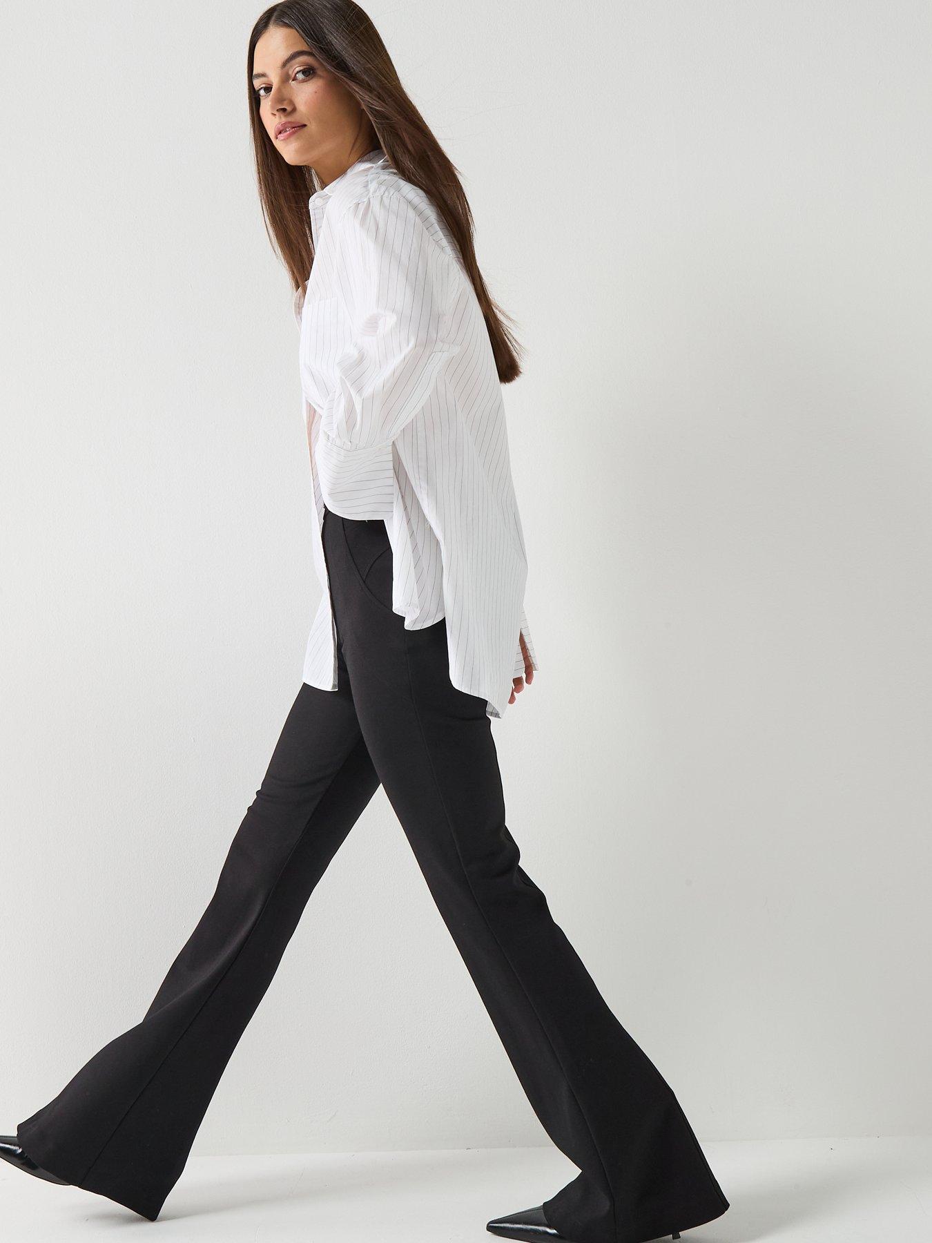 Image 6 of 6 of Versace Jeans Couture Geometric Flared Trousers - Black