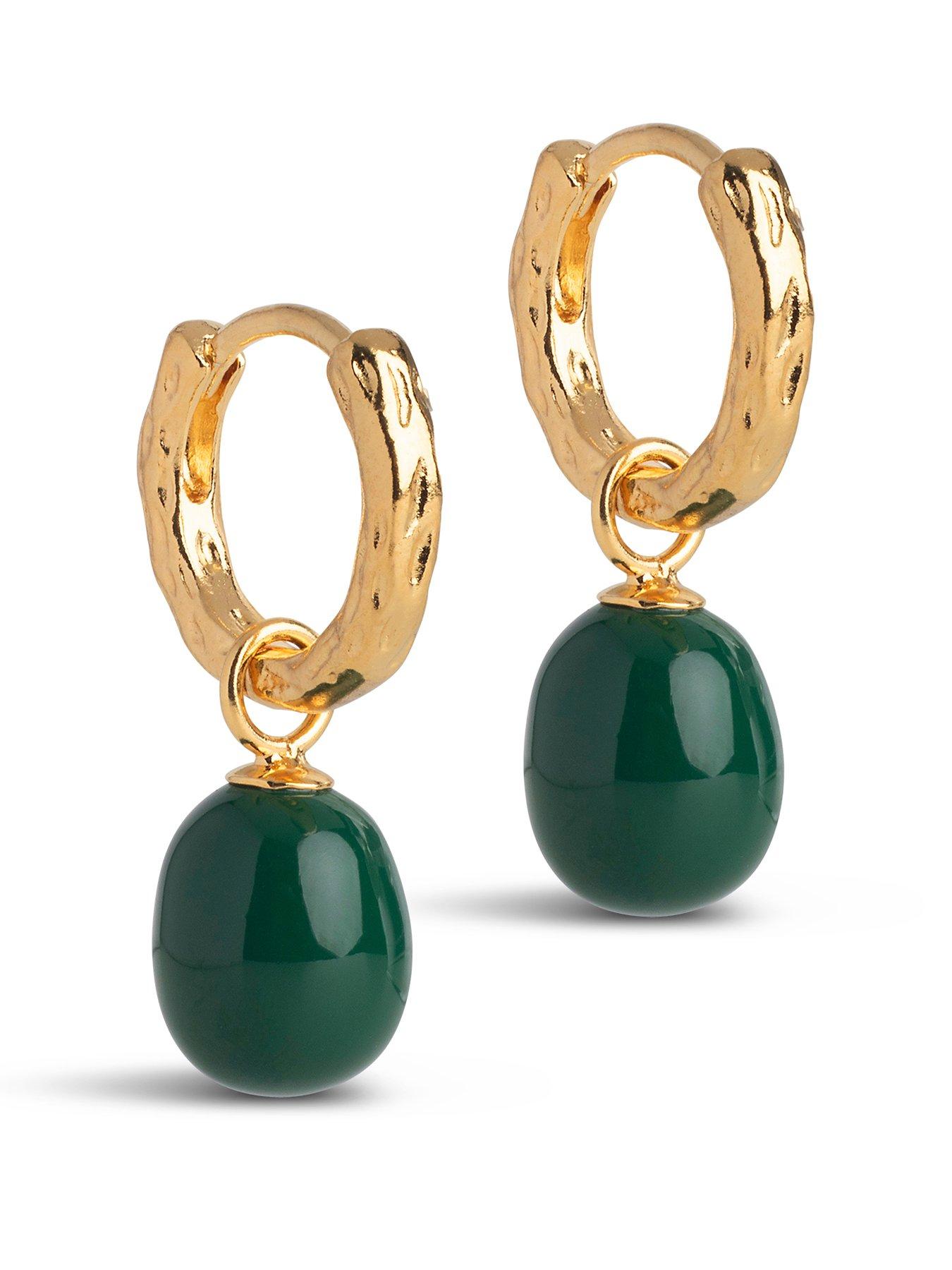 ENAMEL Copenhagen Significant Enamel Hoop Earrings Petrol Green 18k Gold Plated Recycled Sterling Silver
