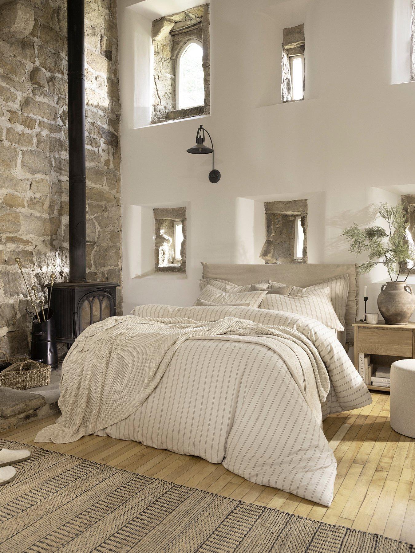 Image 1 of 3 of Christy Flannel Marl Stripe Duvet Set- Double