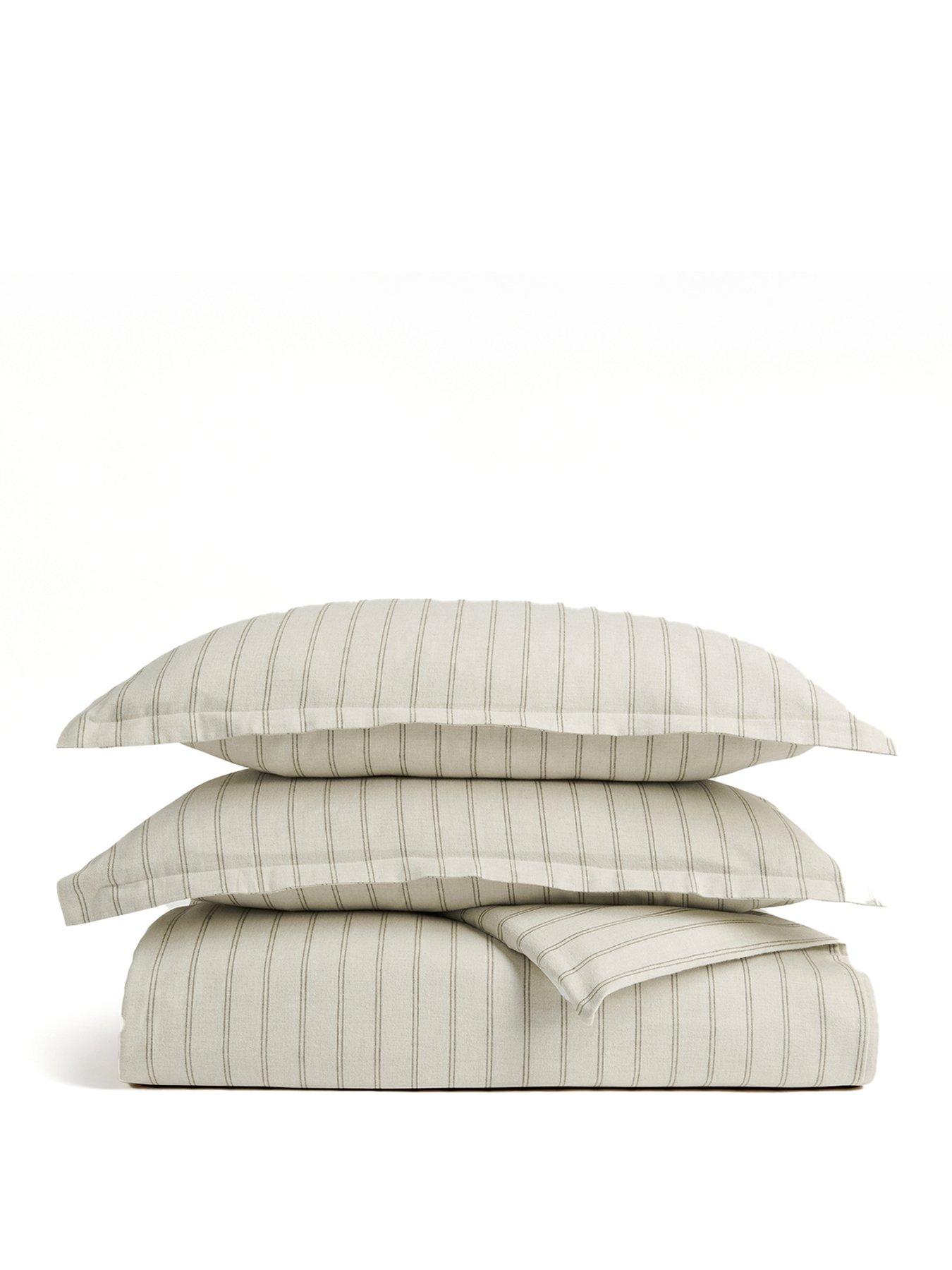 Image 2 of 3 of Christy Flannel Marl Stripe Duvet Set- Double