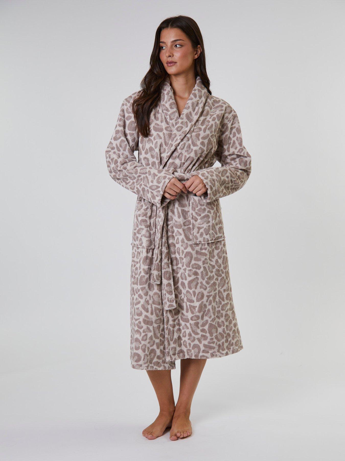 Loungeable Leopard Shawl Robe - Beige | Very