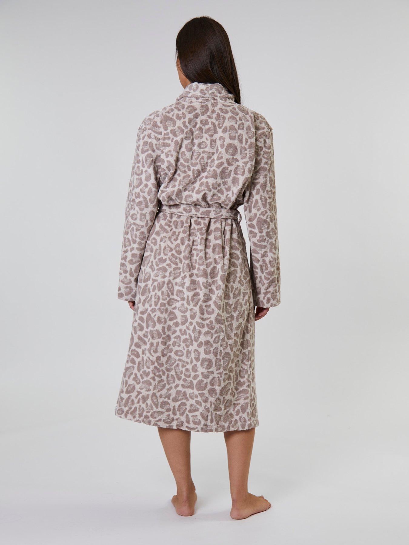 Loungeable Leopard Shawl Robe - Beige | Very