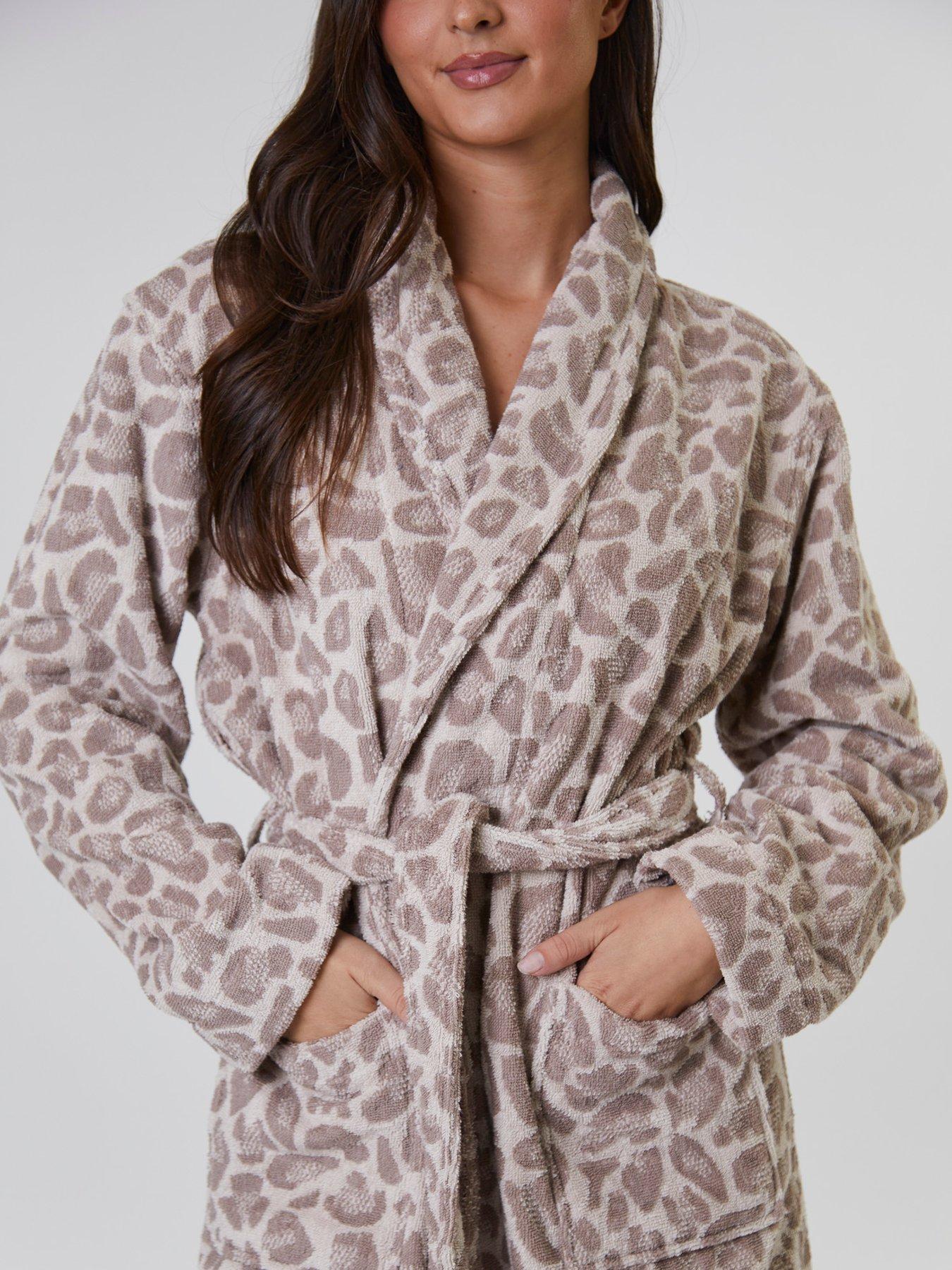 Loungeable Leopard Shawl Robe - Beige | Very