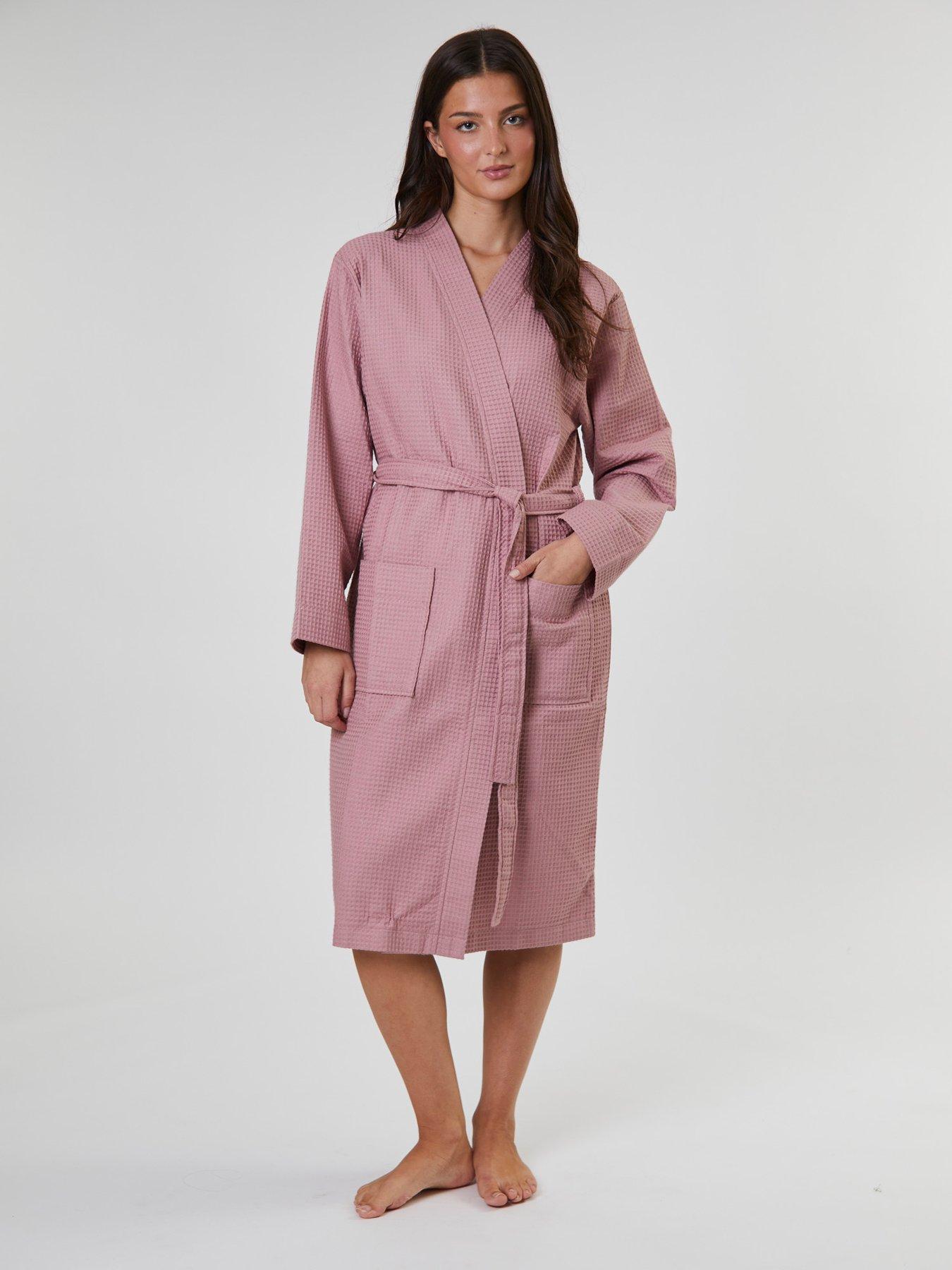 loungeable-cotton-waffle-robe-pink
