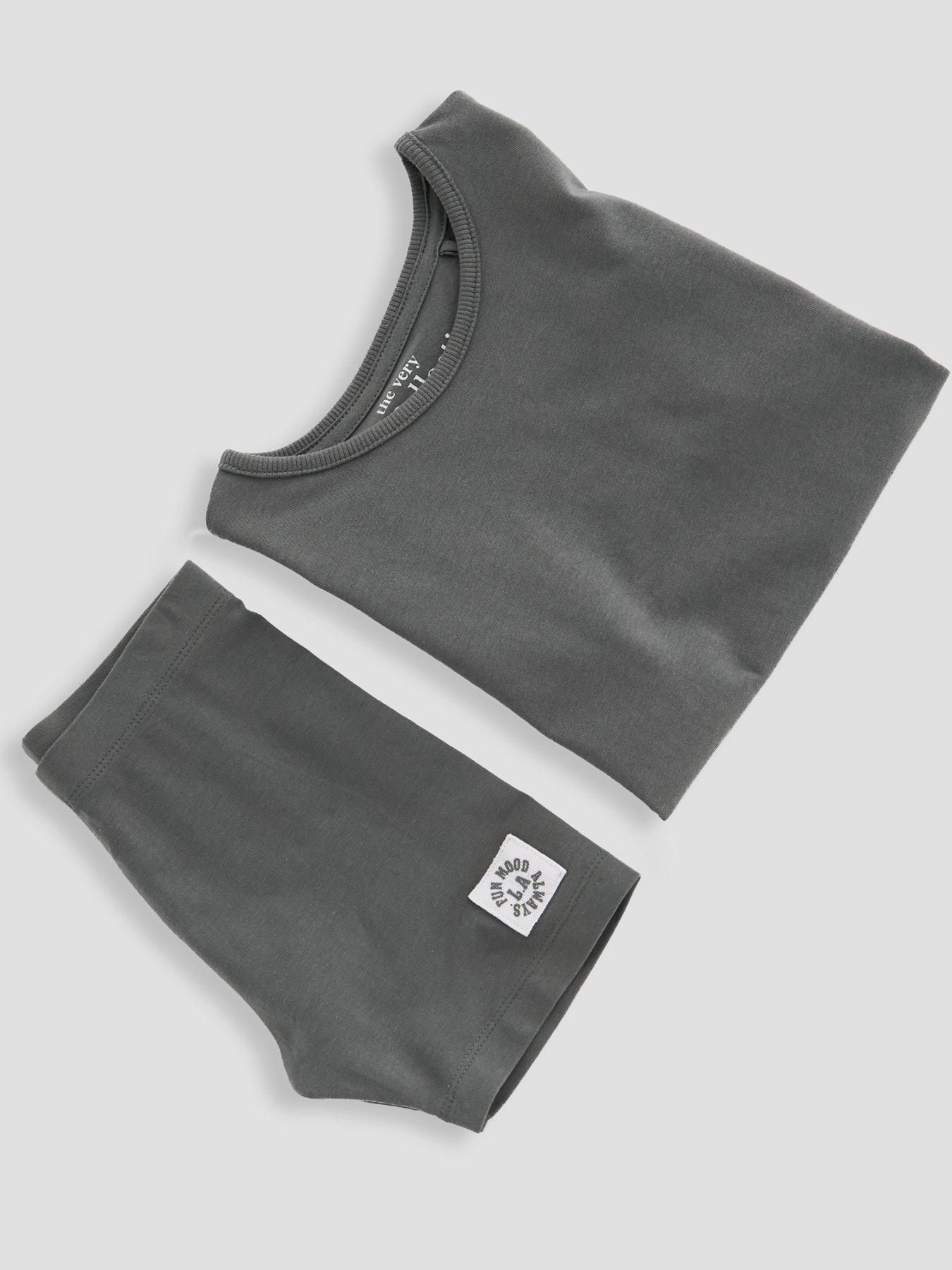 Image 3 of 5 of The Very Collection Boys Drop Shoulder T-Shirt And Cycle Short Outfit Set - Grey