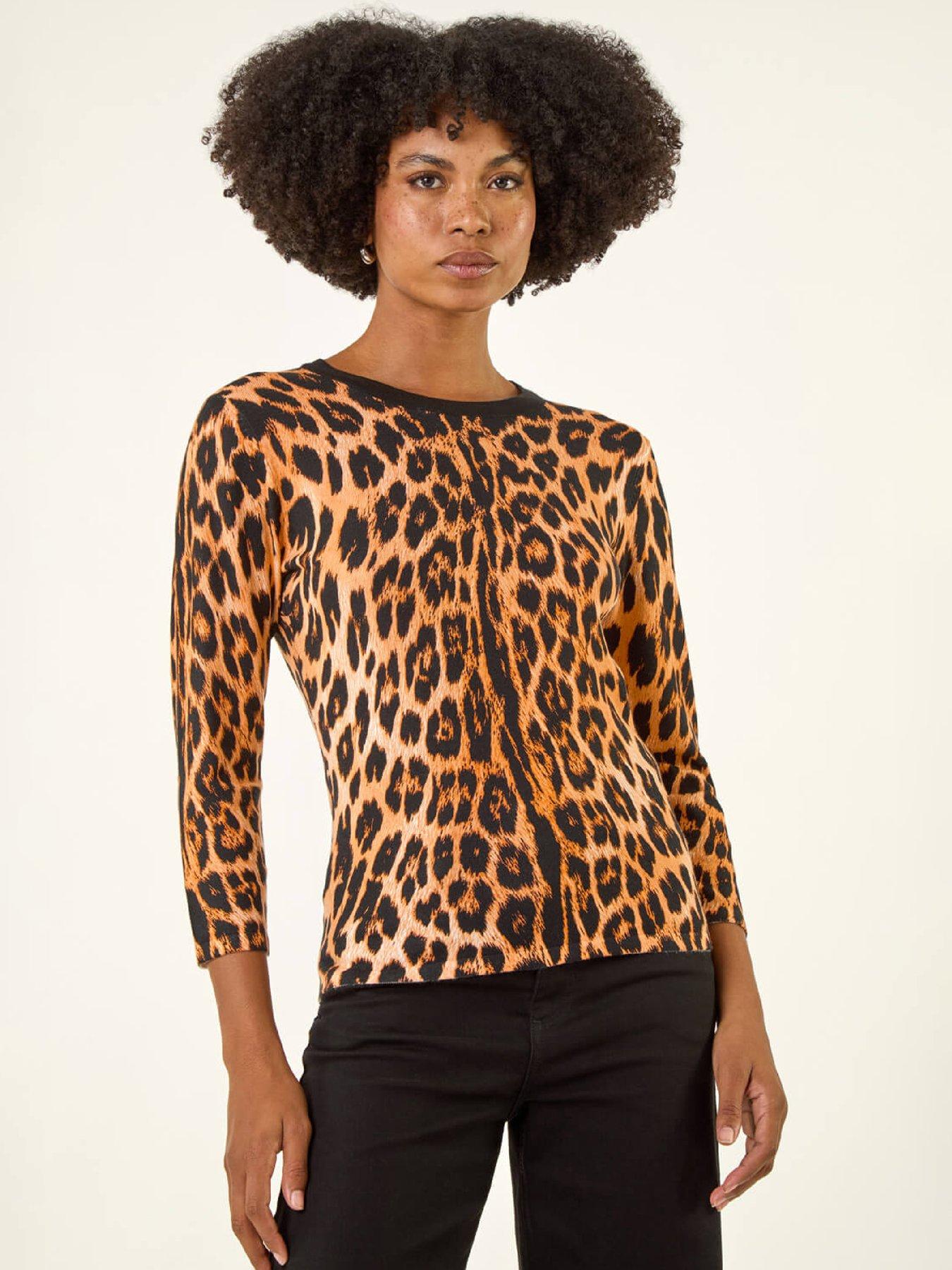 Roman Animal Print Knit Jumper - Orange