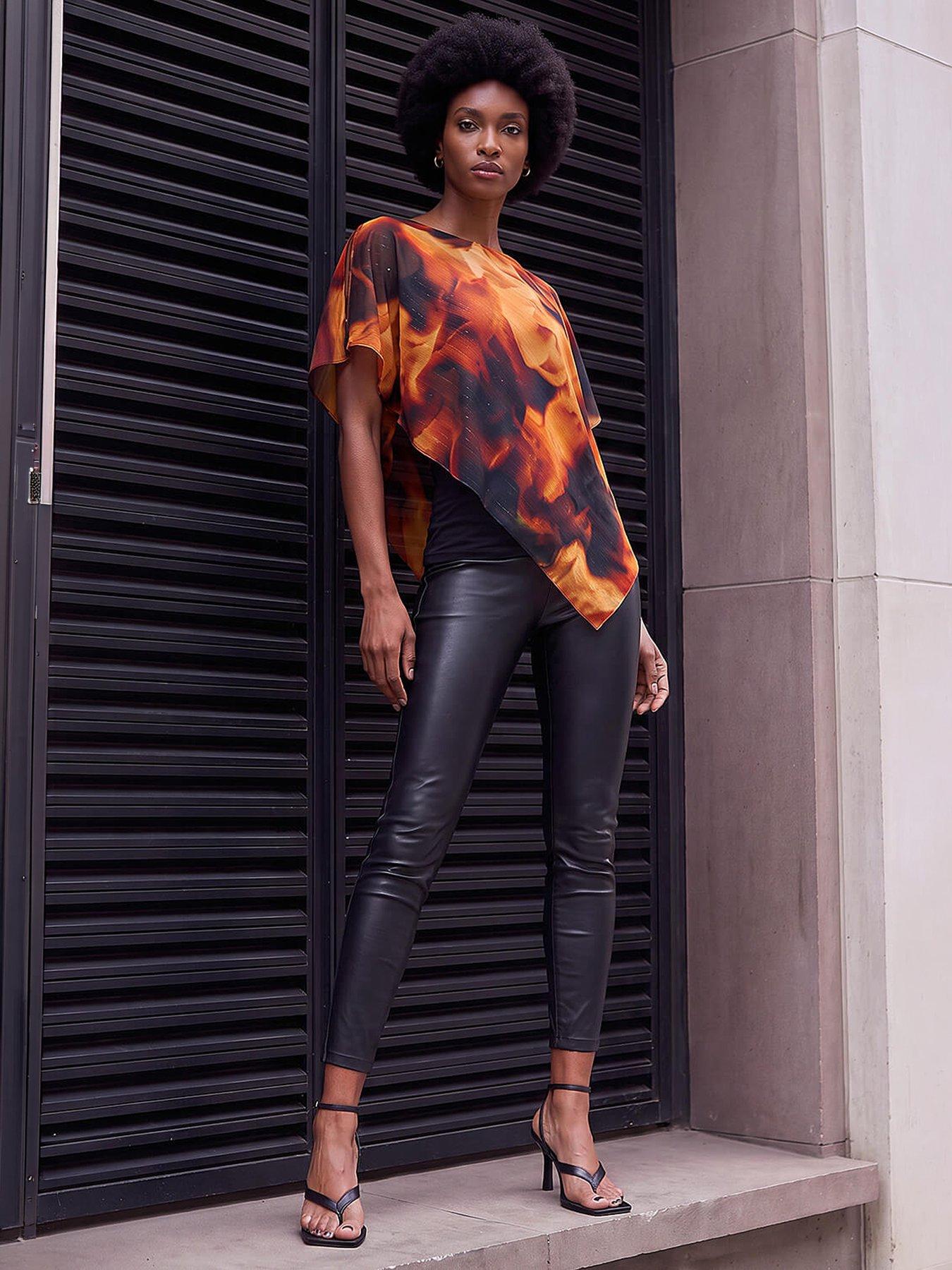 Roman Fire Metallic Asymmetric Overlay Top - Rust | Very
