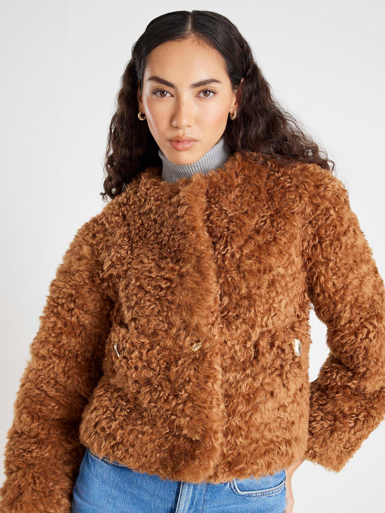 River Island Borg Texture Trophy - Brown