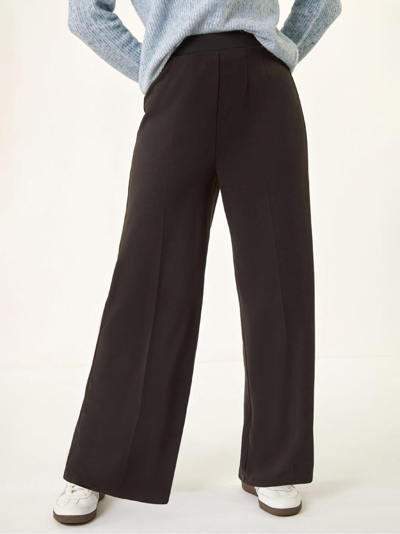 Roman Wide Leg Ponte Stretch Trouser - Black