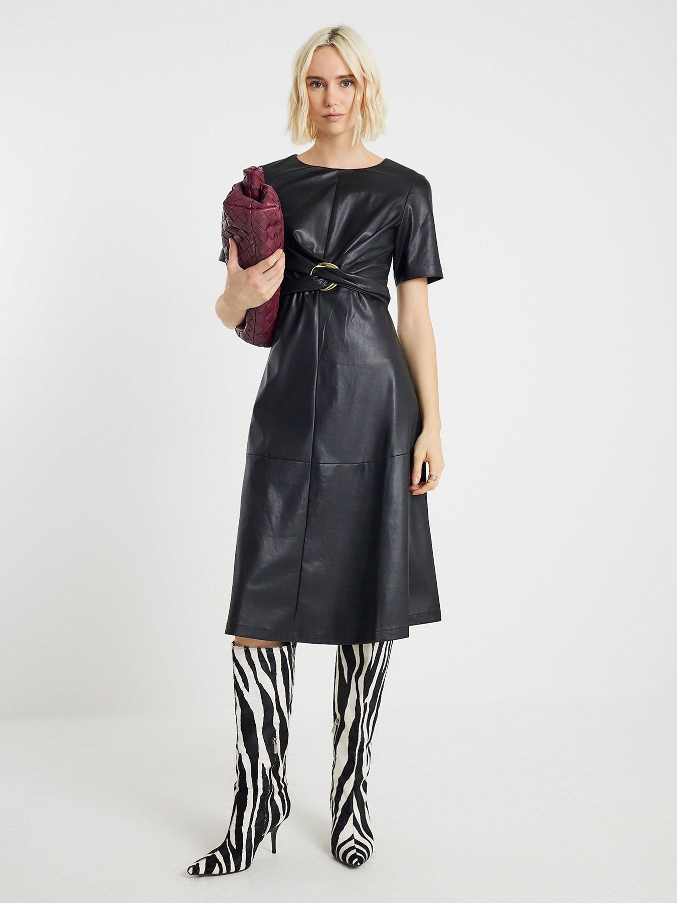 River Island: Long Buckle Detail Swing Dress - Black