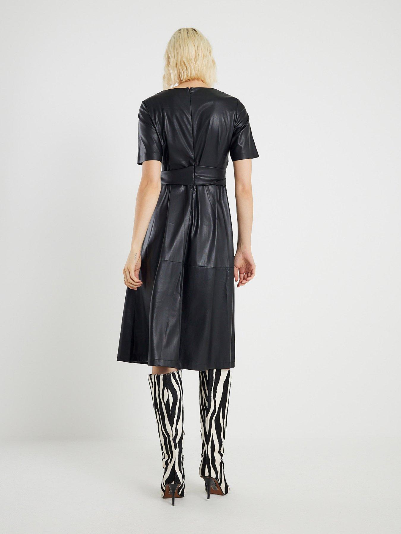 black leather swing dress Maeve Faux Leather Sleeveless Swing Dress