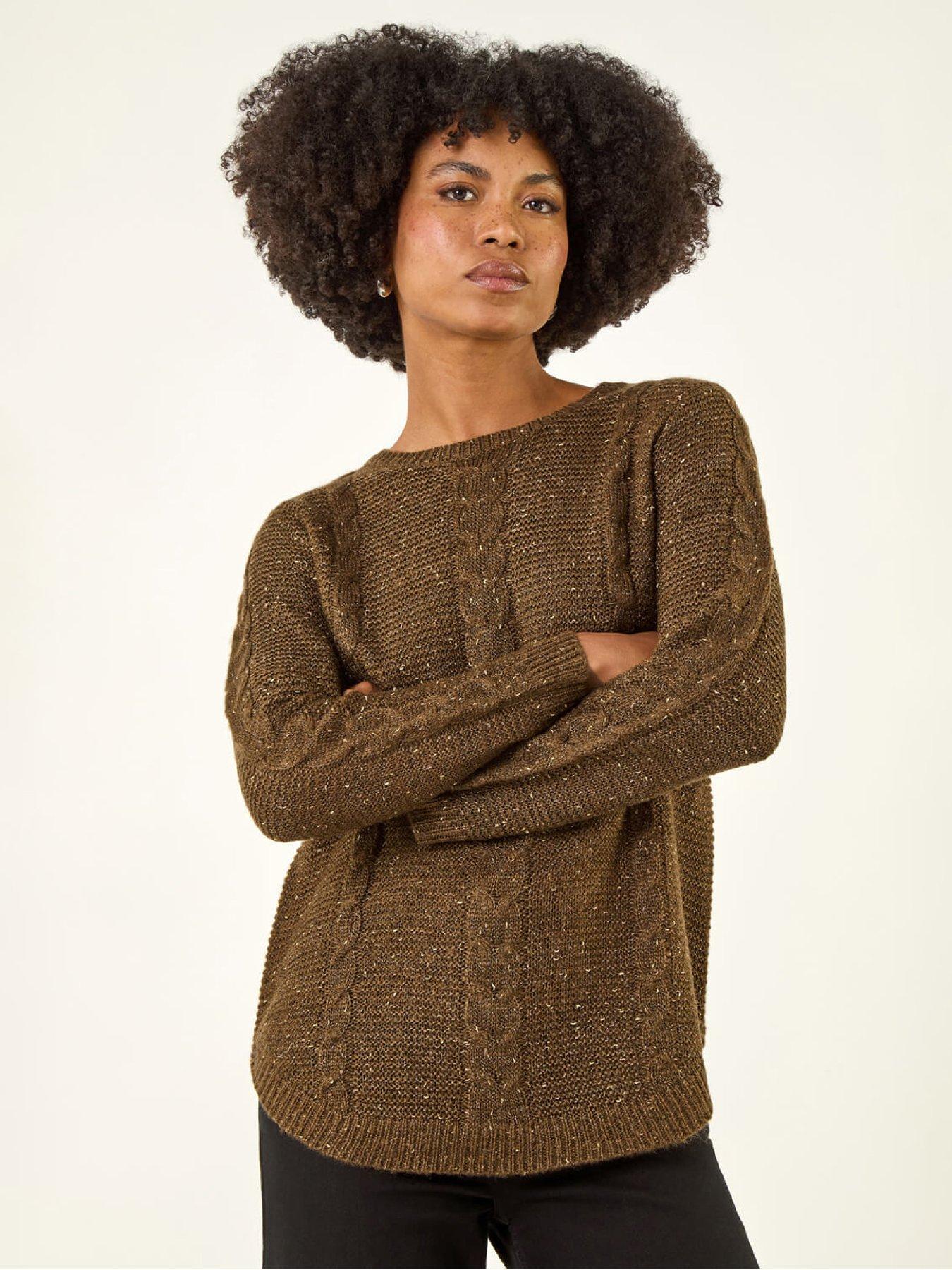Roman Speckled Cable Knit Jumper - Brown