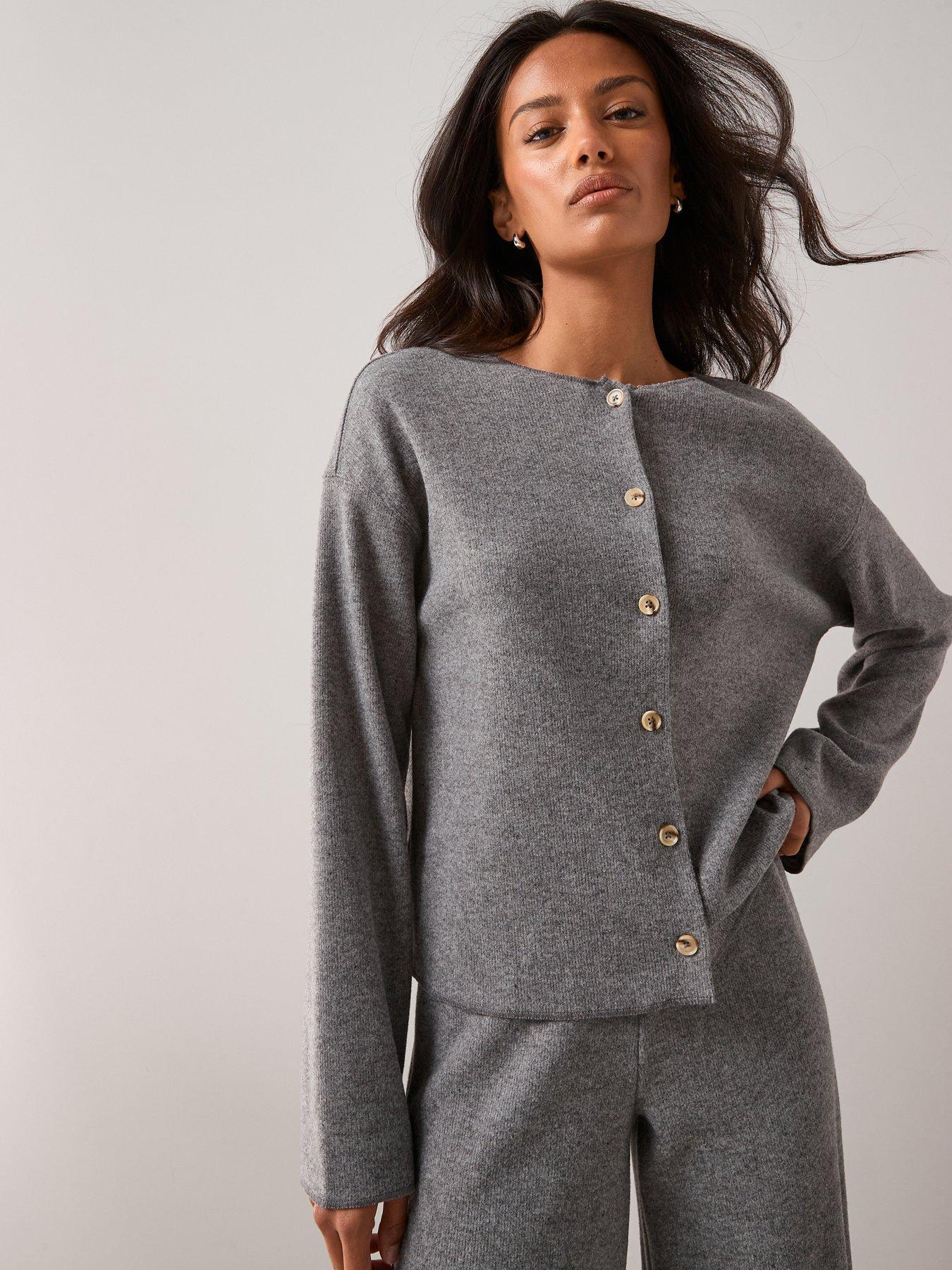 The Very Collection Button Up Textured Cardigan Co-Ord - Grey