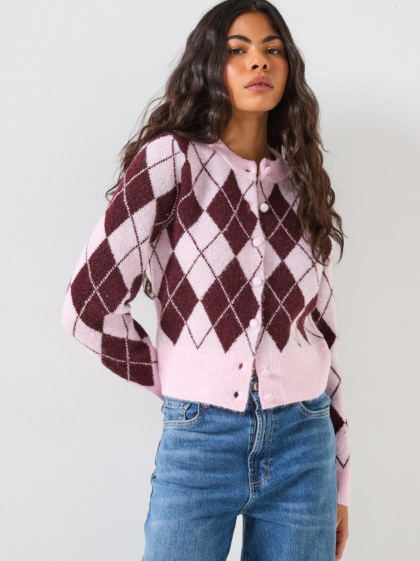 Vero Moda Long Sleeve Argyle Cardigan