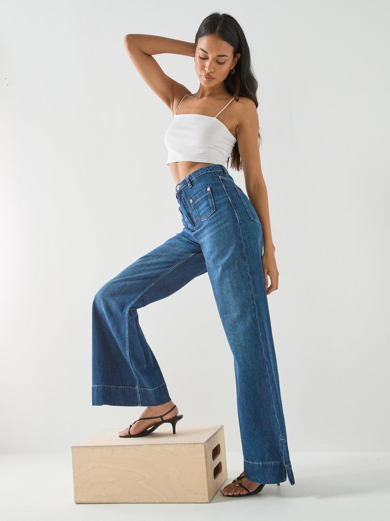 Image 1 of 6 of BOSS Marlene Flare Jeans - Navy