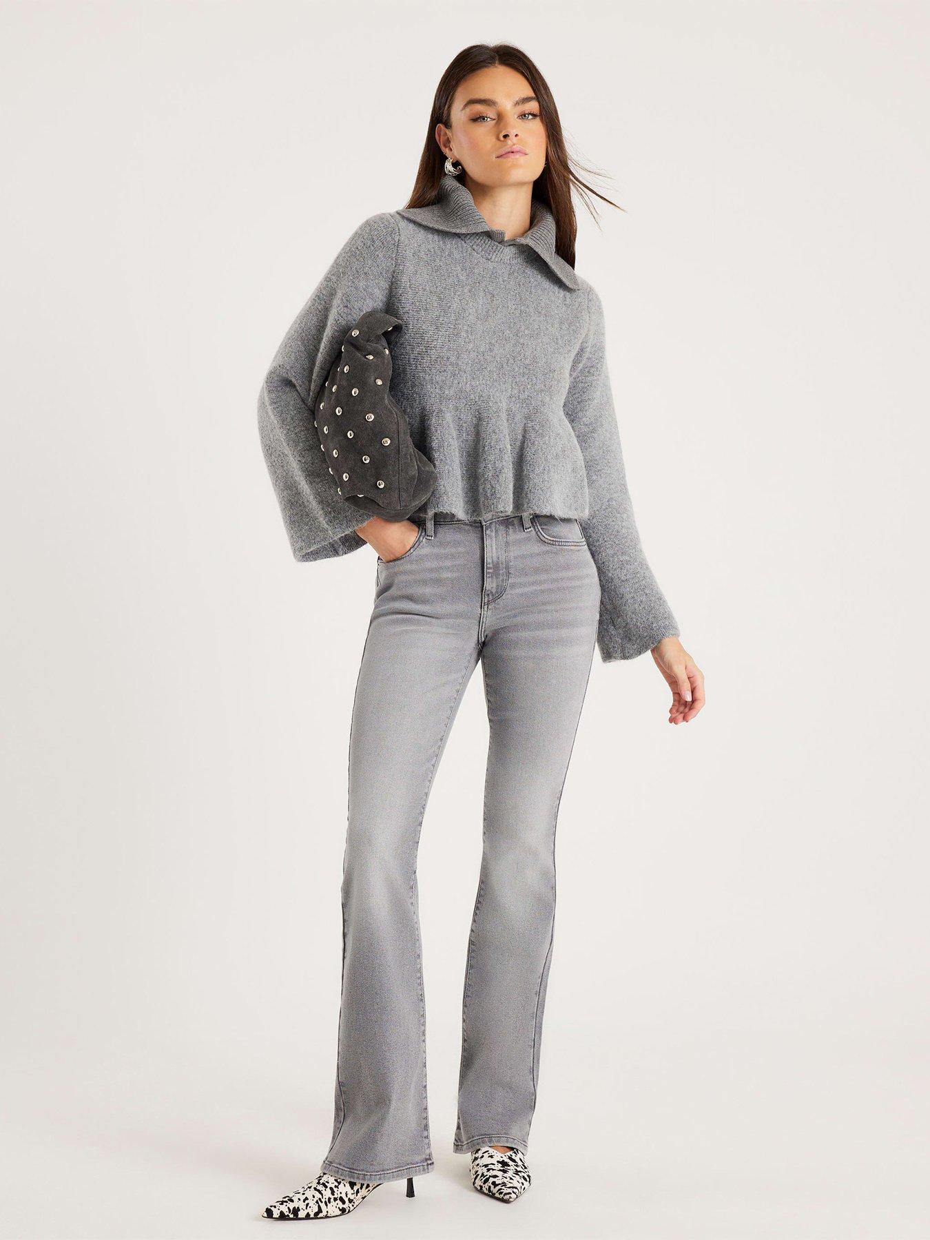 River Island Collar Detail Peplum Jumper - Grey | Very
