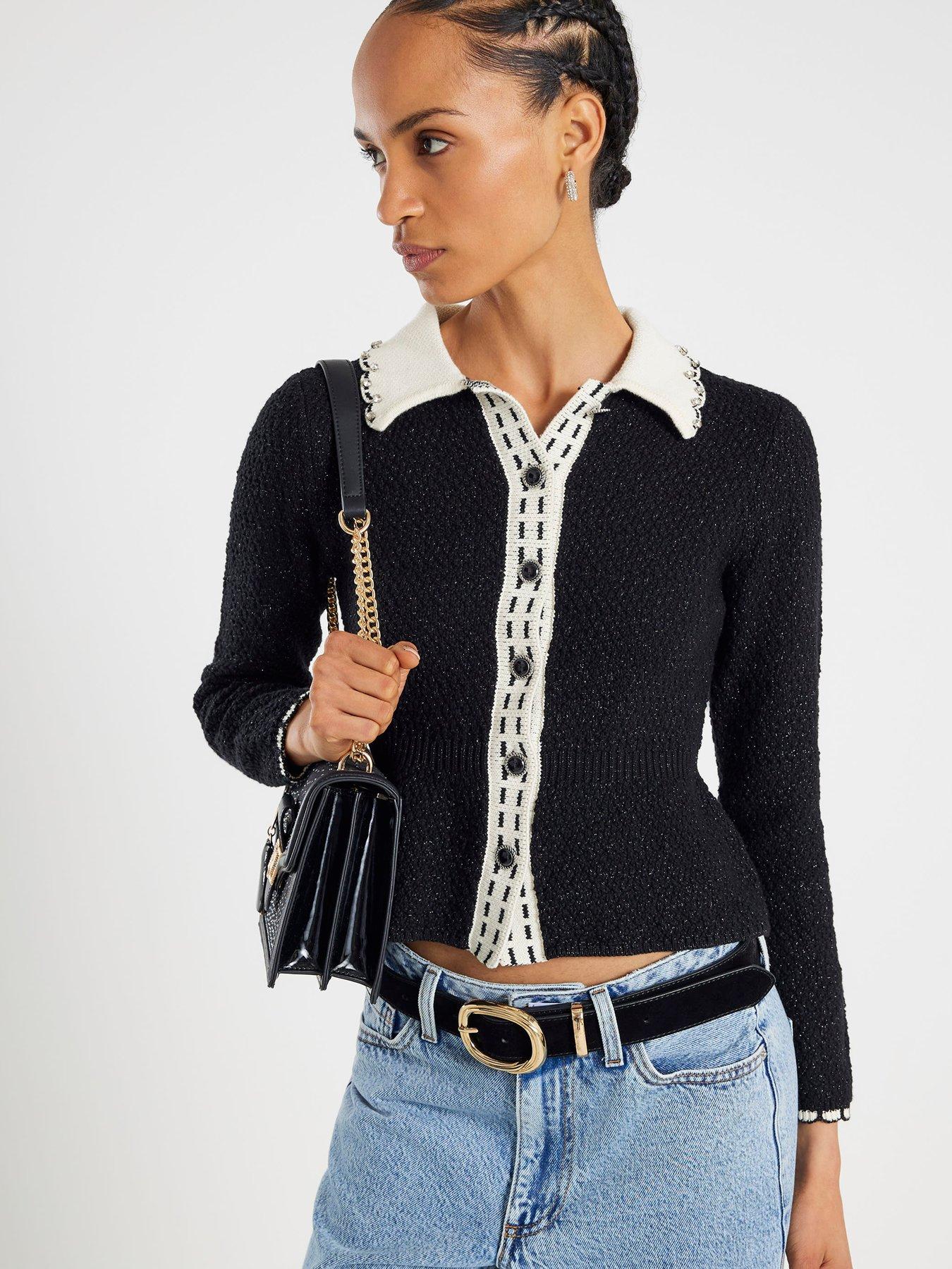 River Island Collared Peplum Top - Black