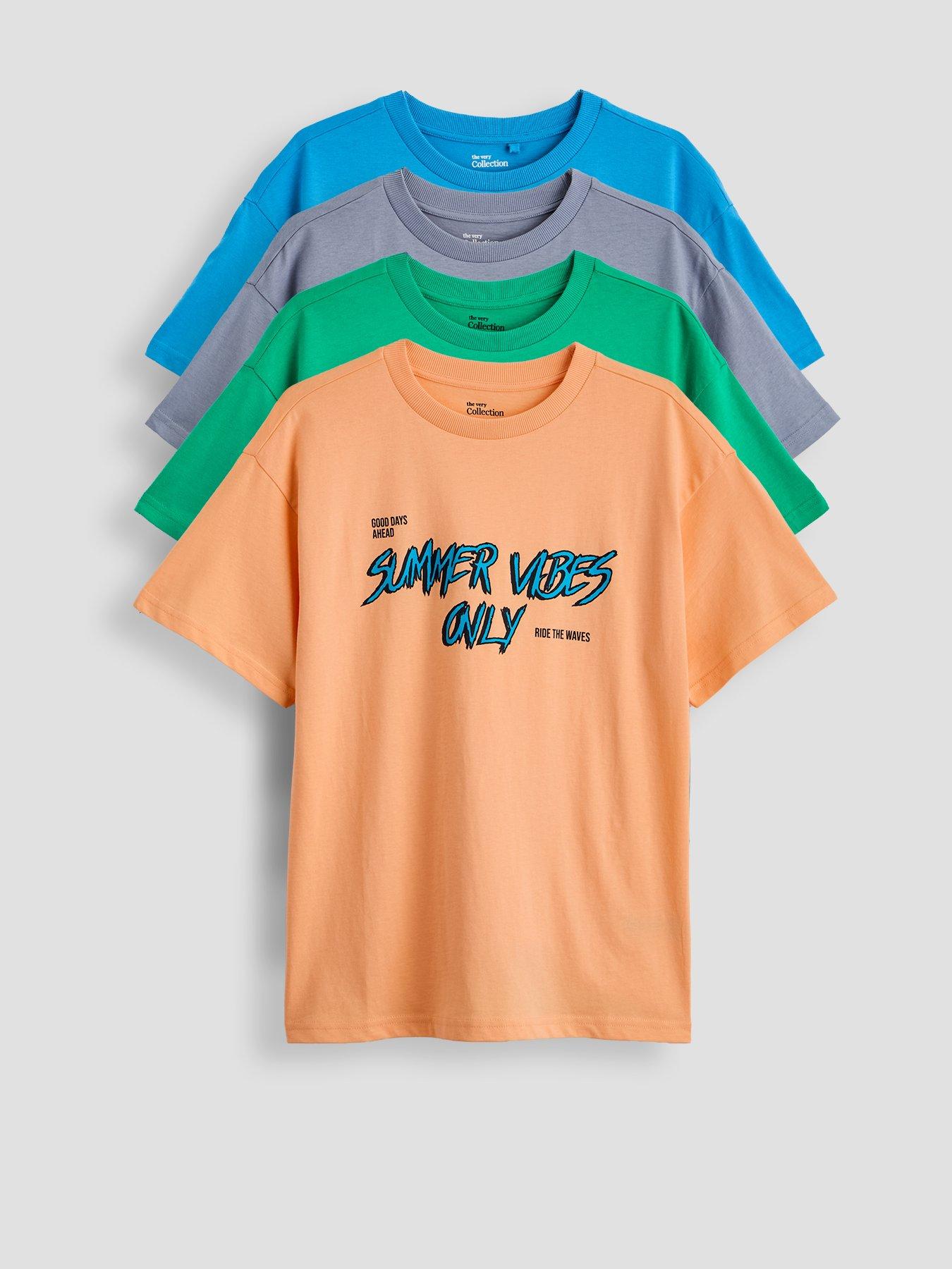 Image 1 of 5 of The Very Collection Boys 4 Pack Summer Vibes Short Sleeve T-Shirts - Multi