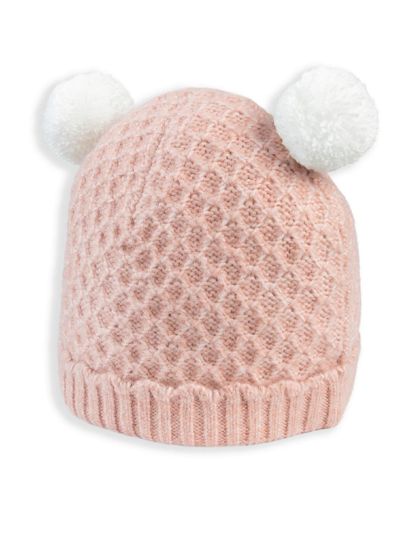 Mamas & Papas Baby Girls Double Pom Pom Knitted Hat - Pink | Very