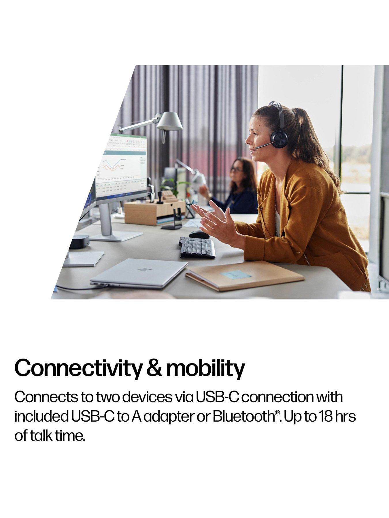 Image 3 of 7 of Poly Voyager Focus 2-M USB-C-C Headset USB-C/A Adapter Charging Stand WW