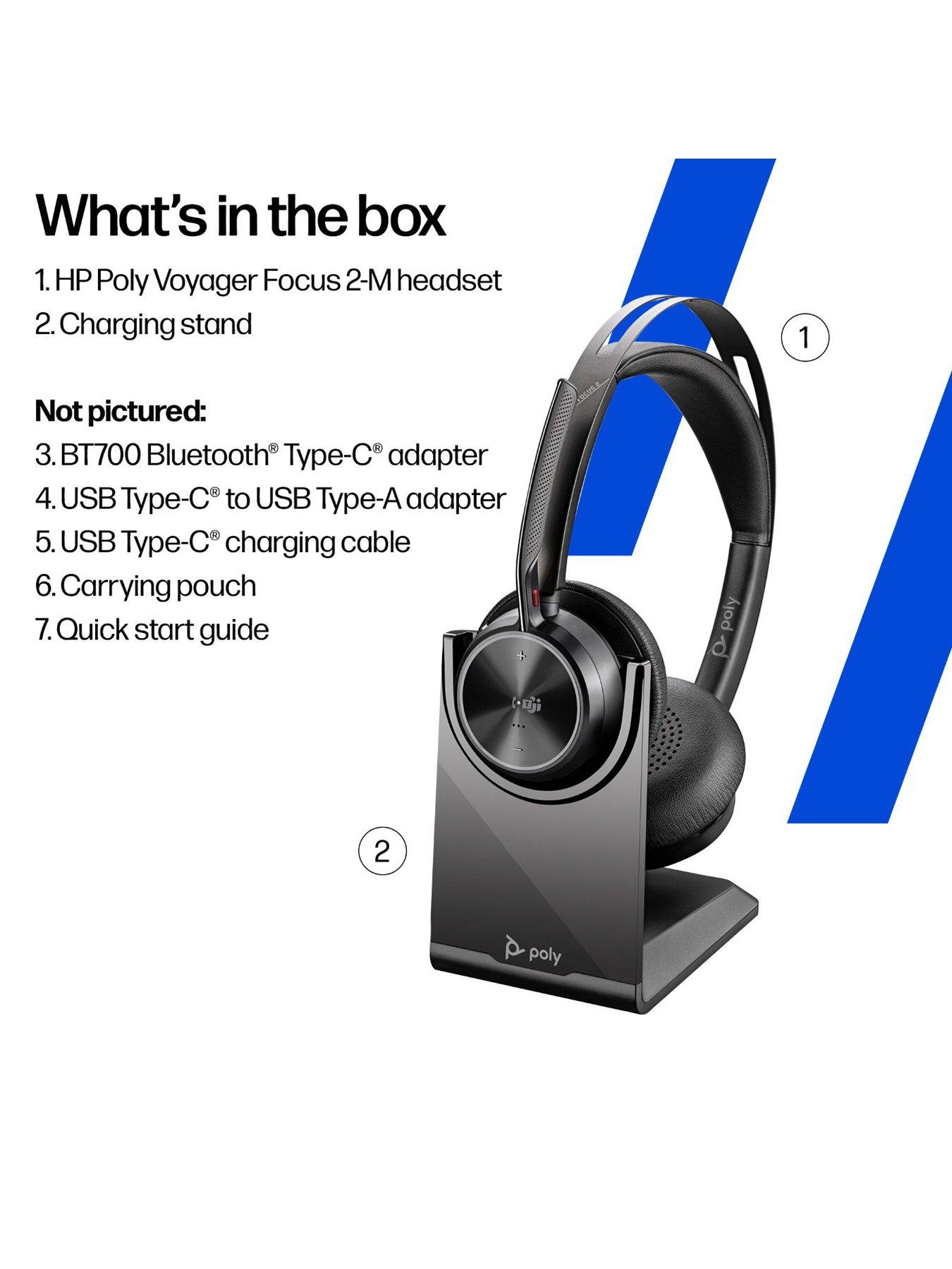Image 7 of 7 of Poly Voyager Focus 2-M USB-C-C Headset USB-C/A Adapter Charging Stand WW