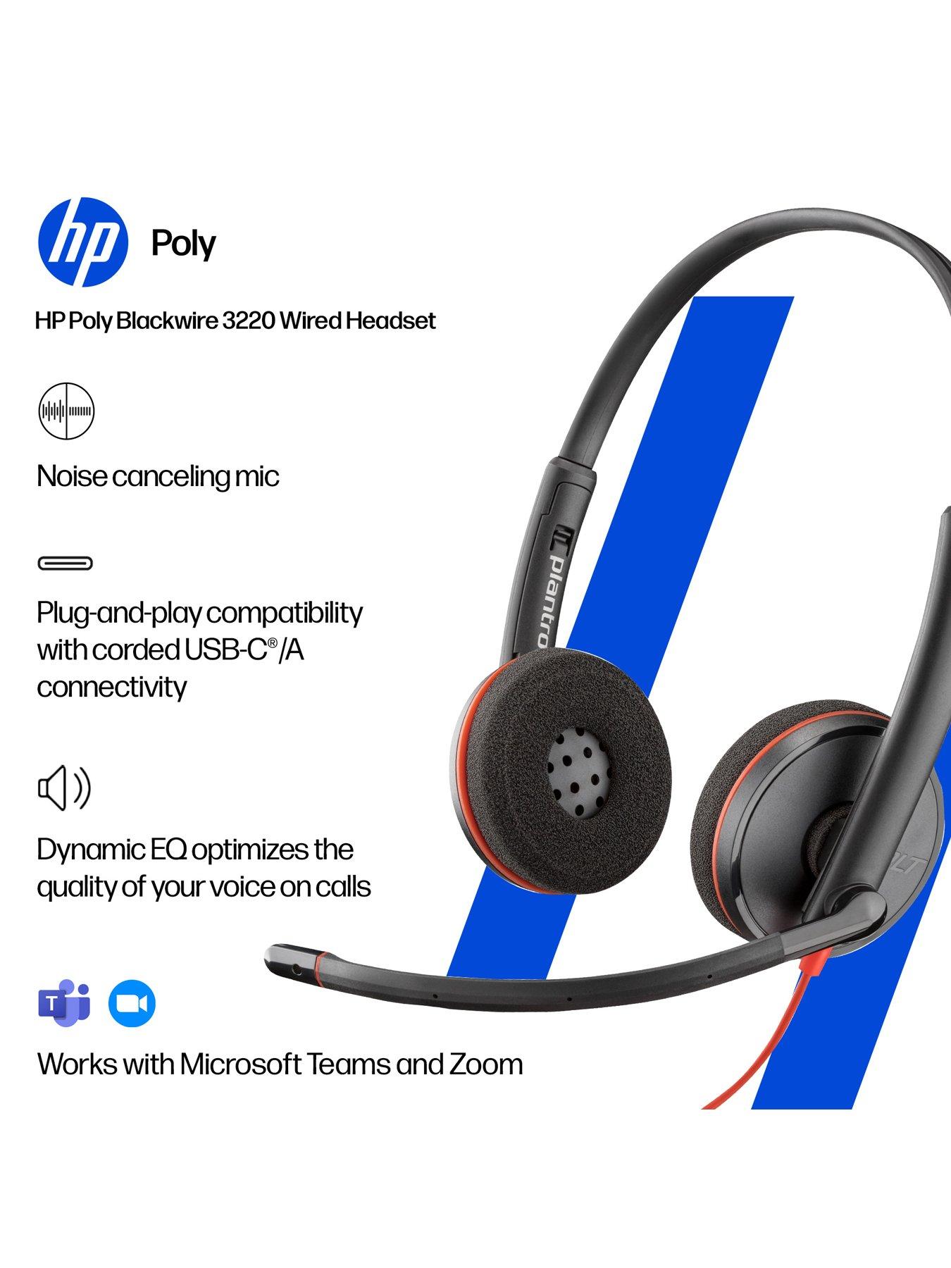 Image 2 of 7 of Poly Blackwire 3220 Stereo USB-C Headset +USB-C/A Adapter