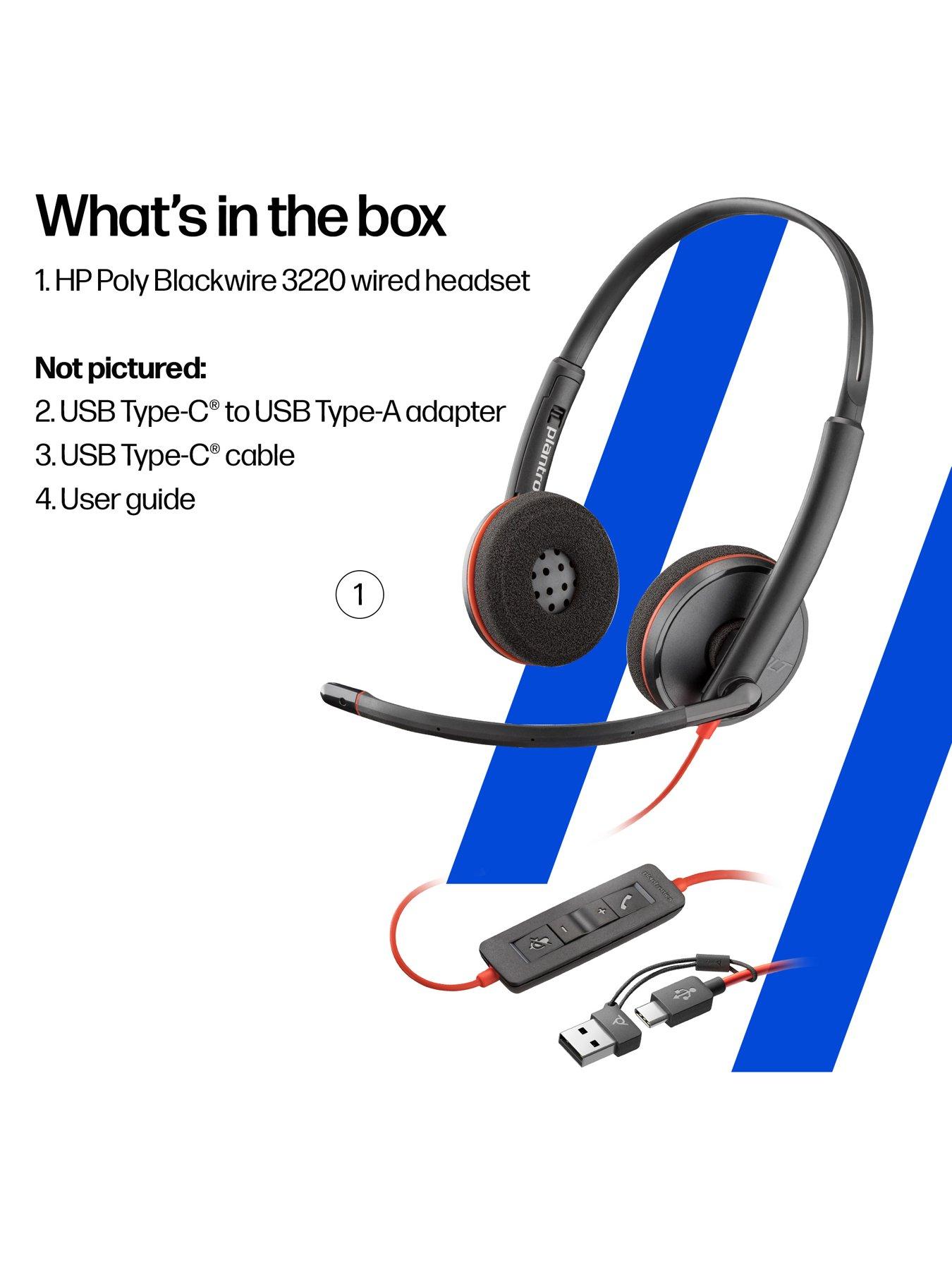 Image 7 of 7 of Poly Blackwire 3220 Stereo USB-C Headset +USB-C/A Adapter