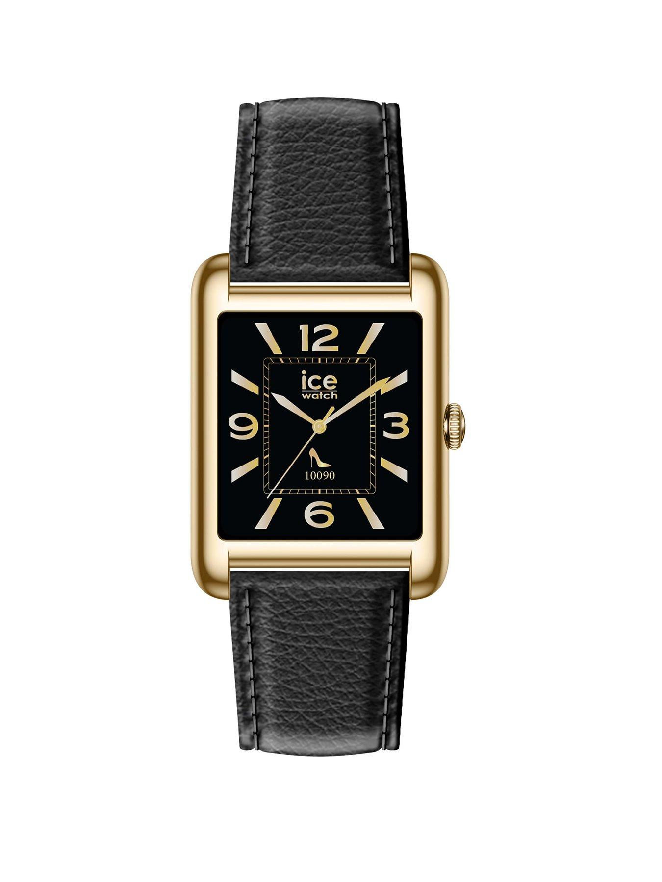 Ice-Watch Gold IP Black Grain Leather Strap Smart Watch