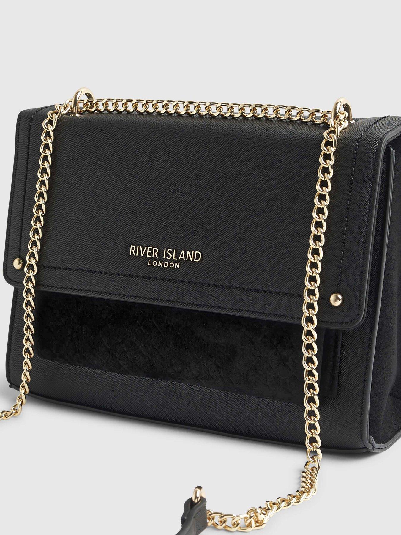 Image 5 of 6 of River Island Black Monogram Pocket Front Shoulder Bag