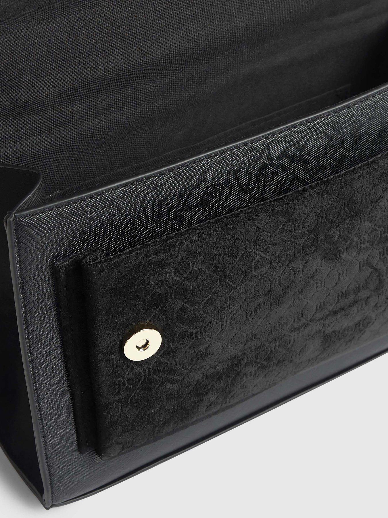 Image 6 of 6 of River Island Black Monogram Pocket Front Shoulder Bag