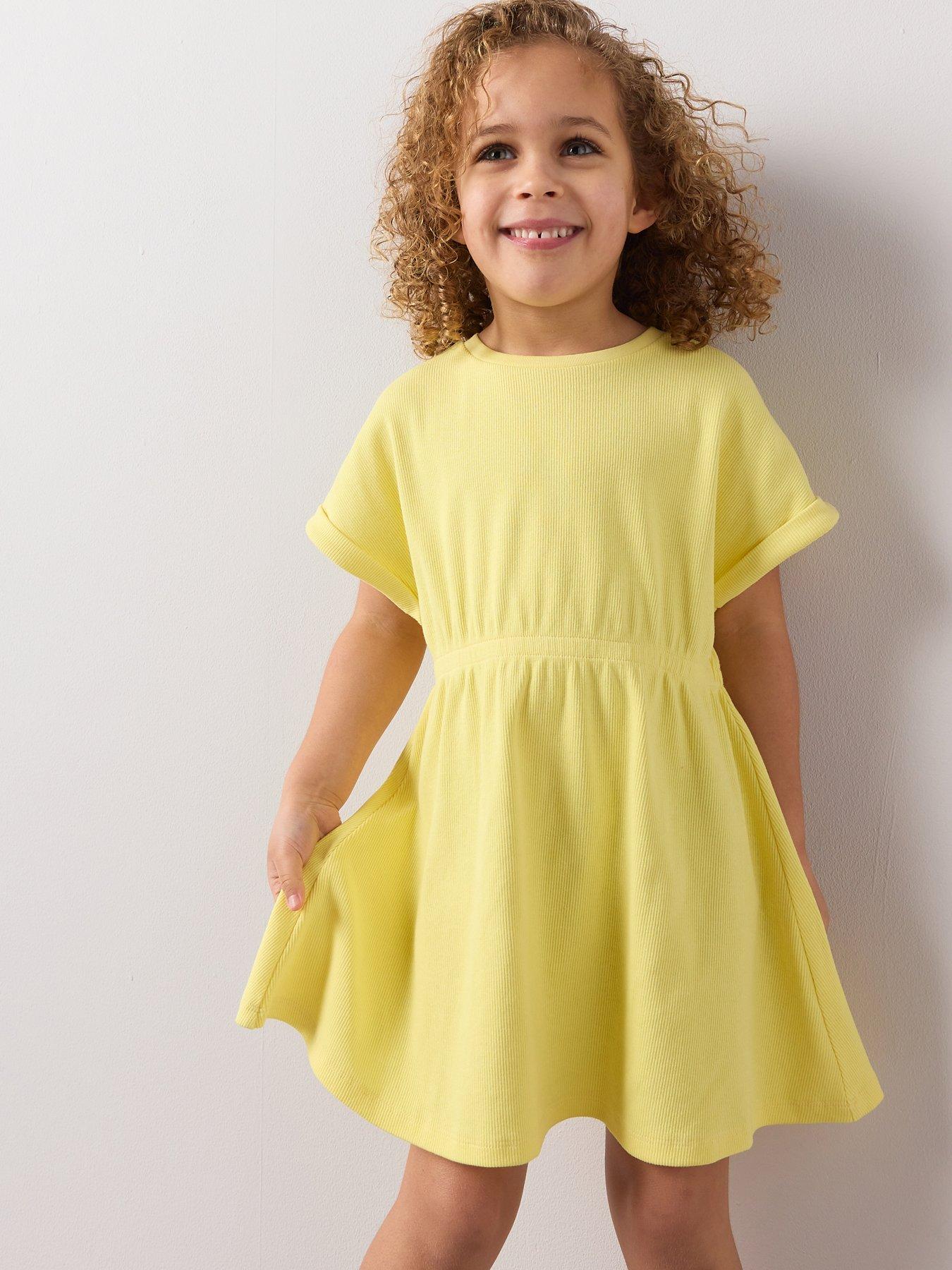 The Very Collection Girls Ribbed Jersey Dress - Yellow