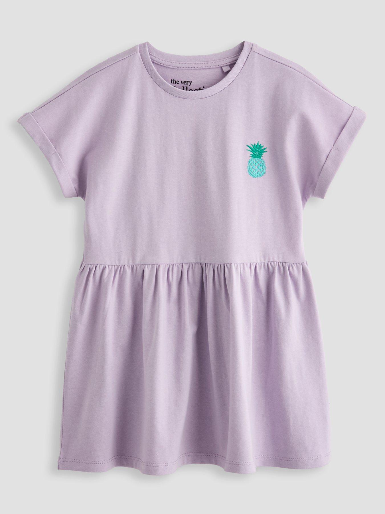 Image 2 of 5 of The Very Collection Girls 2 Pack Jersey Dresses - Pineapple Print