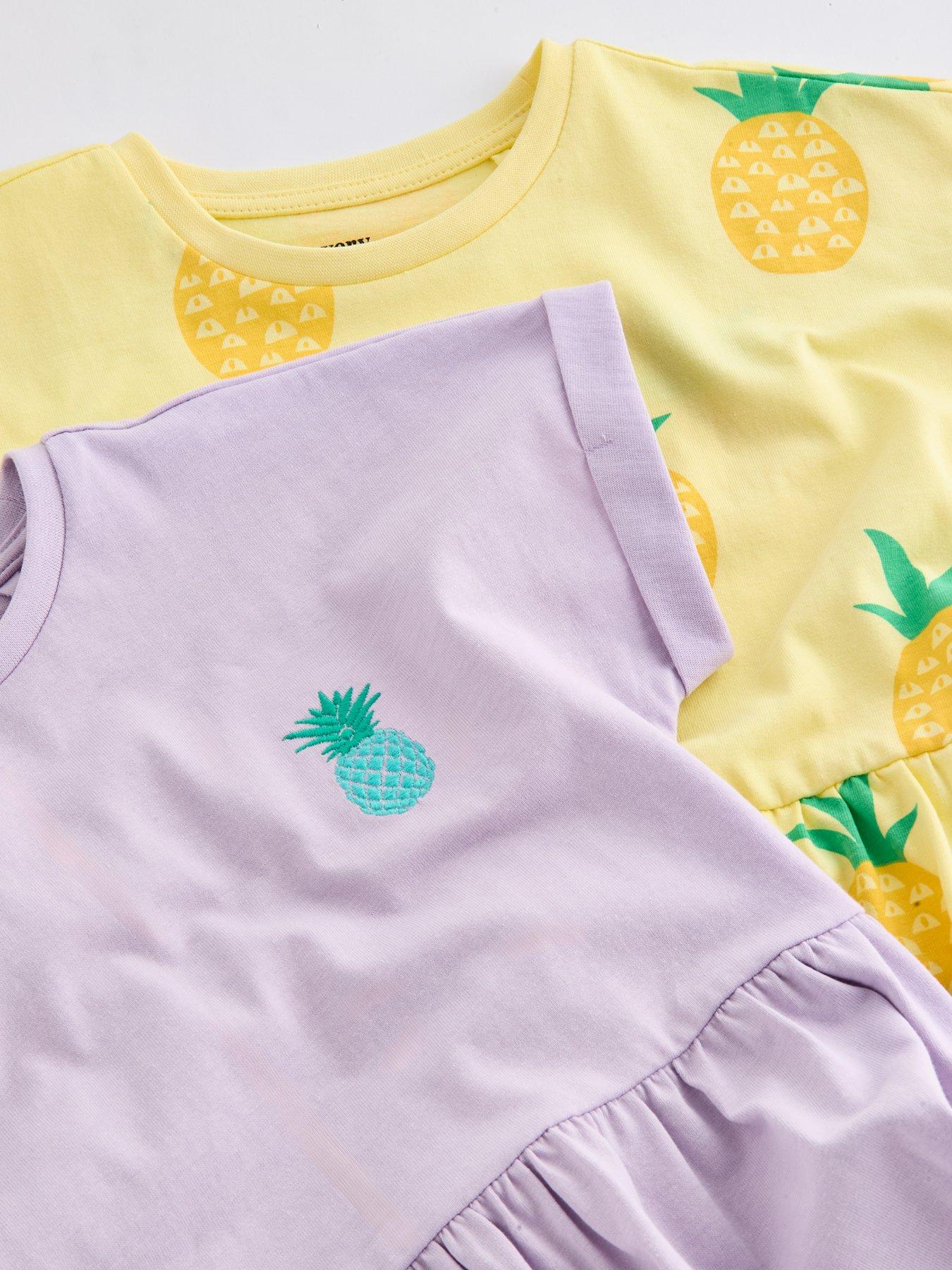Image 5 of 5 of The Very Collection Girls 2 Pack Jersey Dresses - Pineapple Print