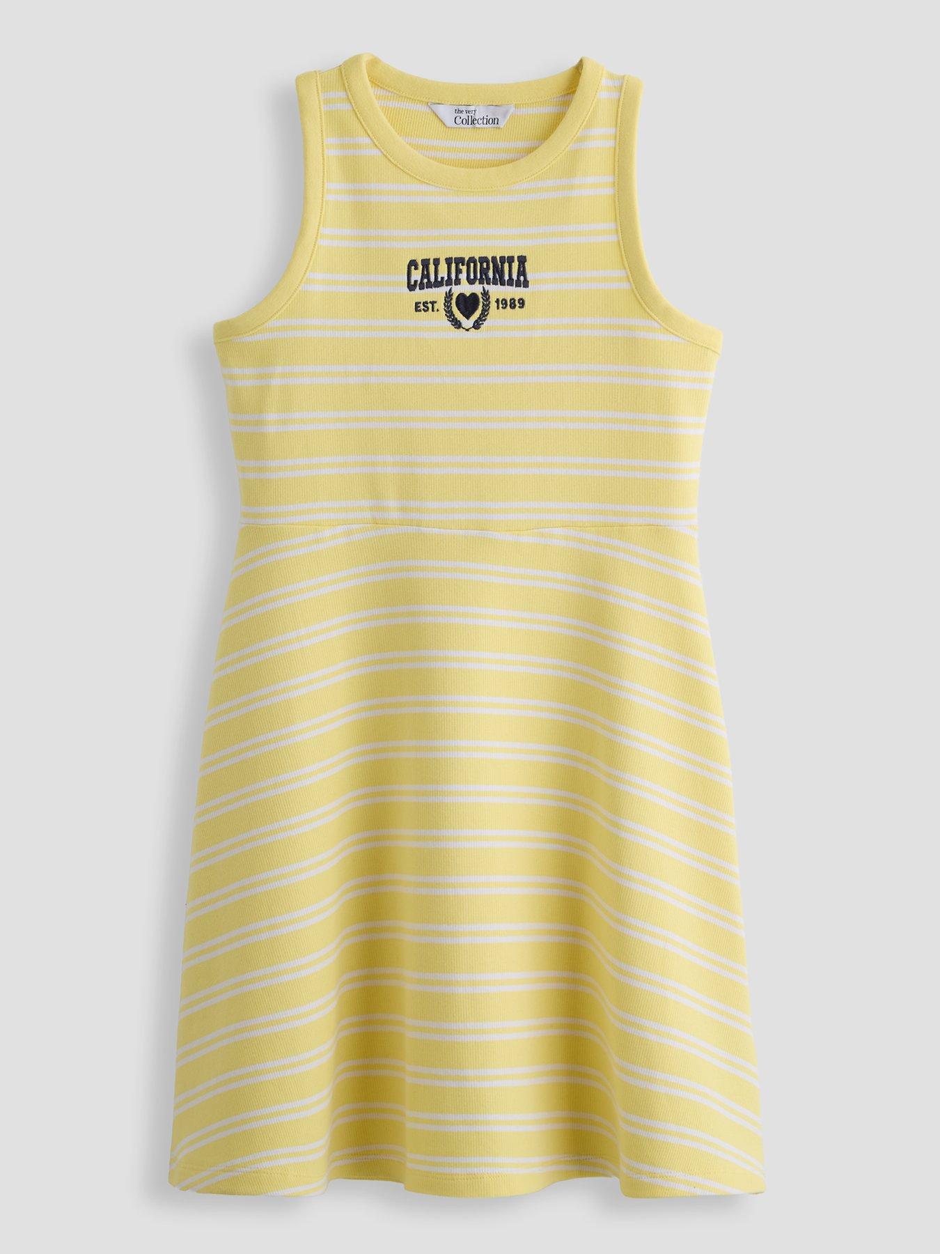 The Very Collection Girls Rib Skater Dress - Yellow