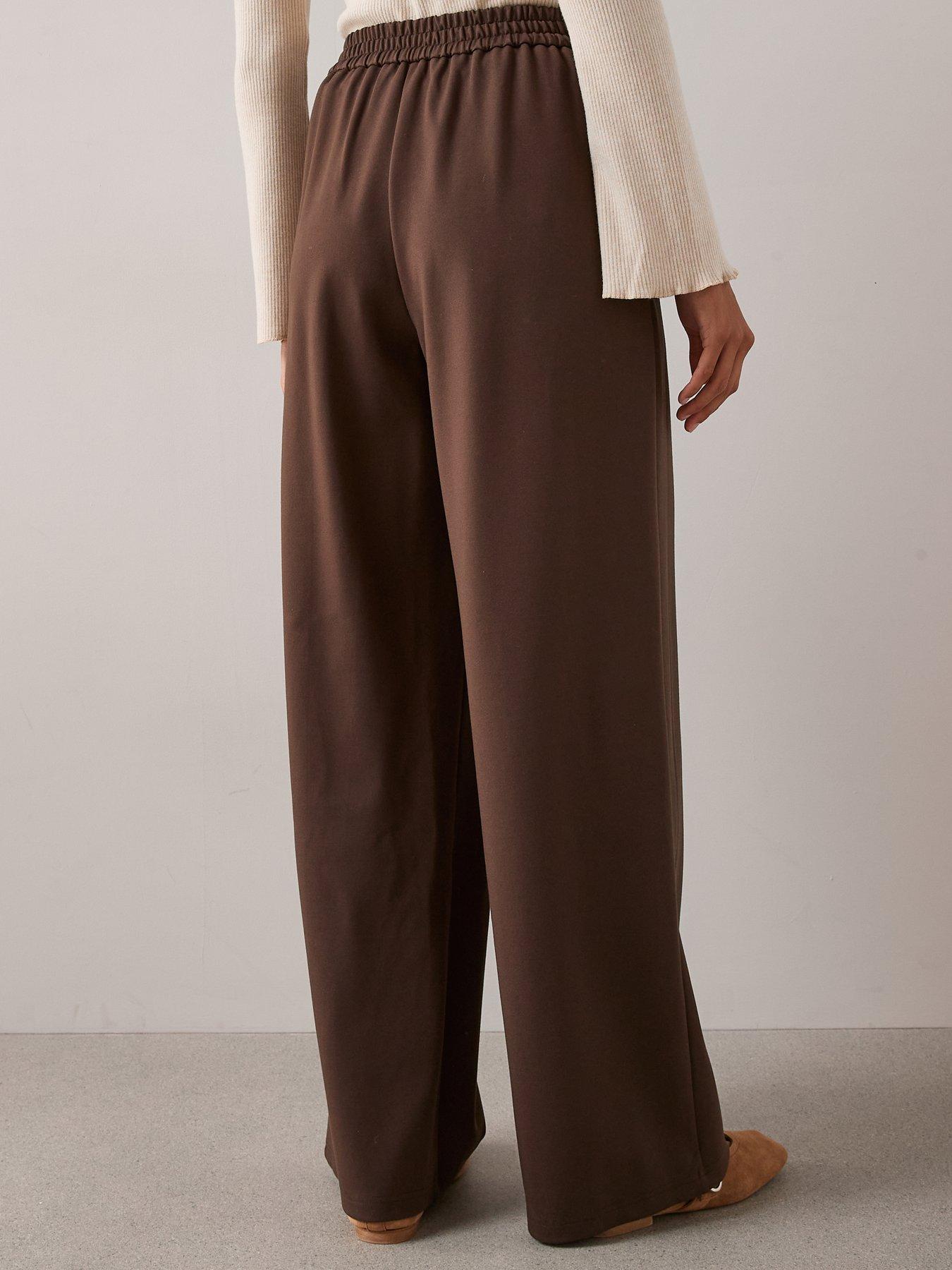 Image 2 of 7 of The Very Collection Ponte Wide Leg Pleated Trouser - Brown