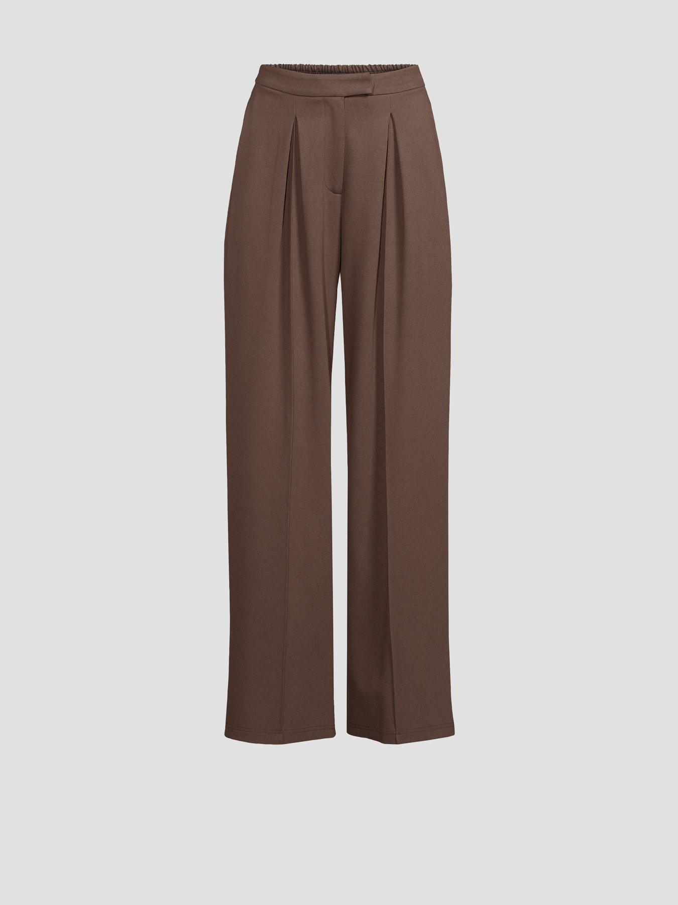 Image 7 of 7 of The Very Collection Ponte Wide Leg Pleated Trouser - Brown