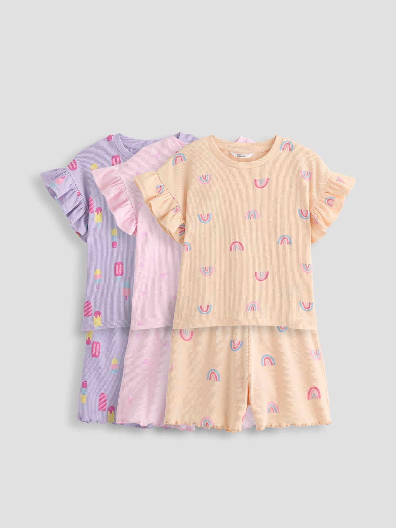 The Very Collection Rainbow Print 3 Pack Jersey Shortie Pyjama - Orange