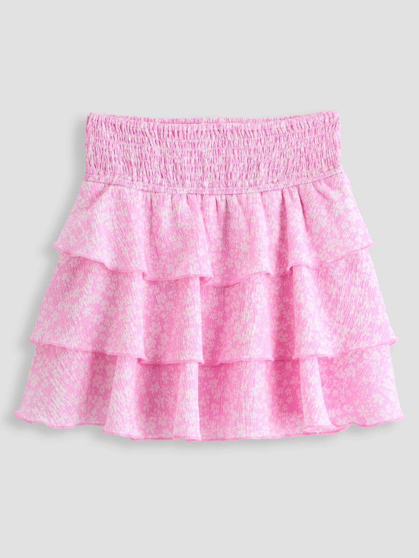 The Very Collection Girls Tired Printed Skirt - Pink
