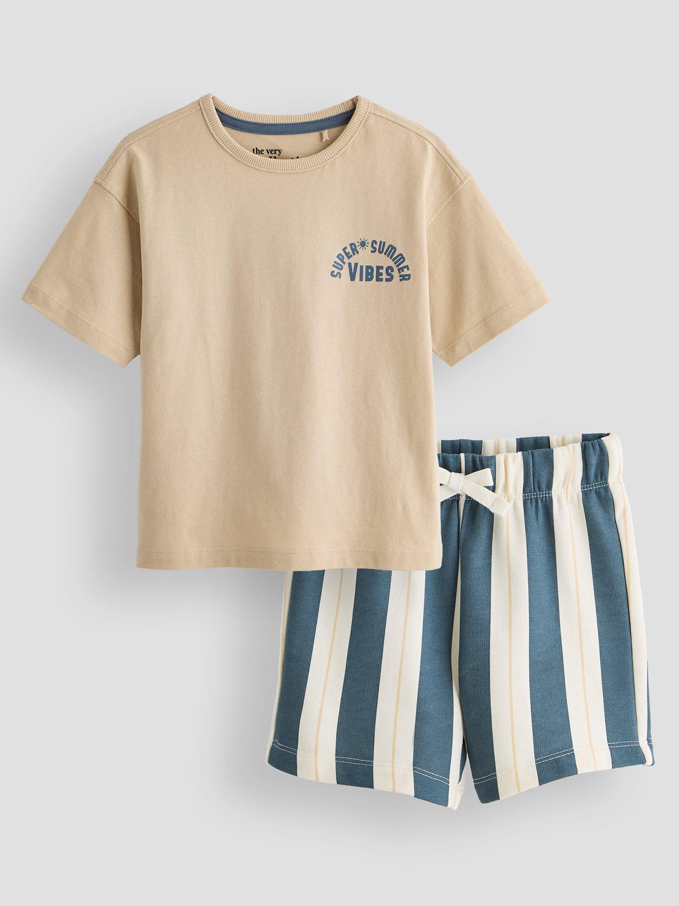 Image 1 of 4 of The Very Collection Boys Summer Vibes Stripe Short Set - Multi