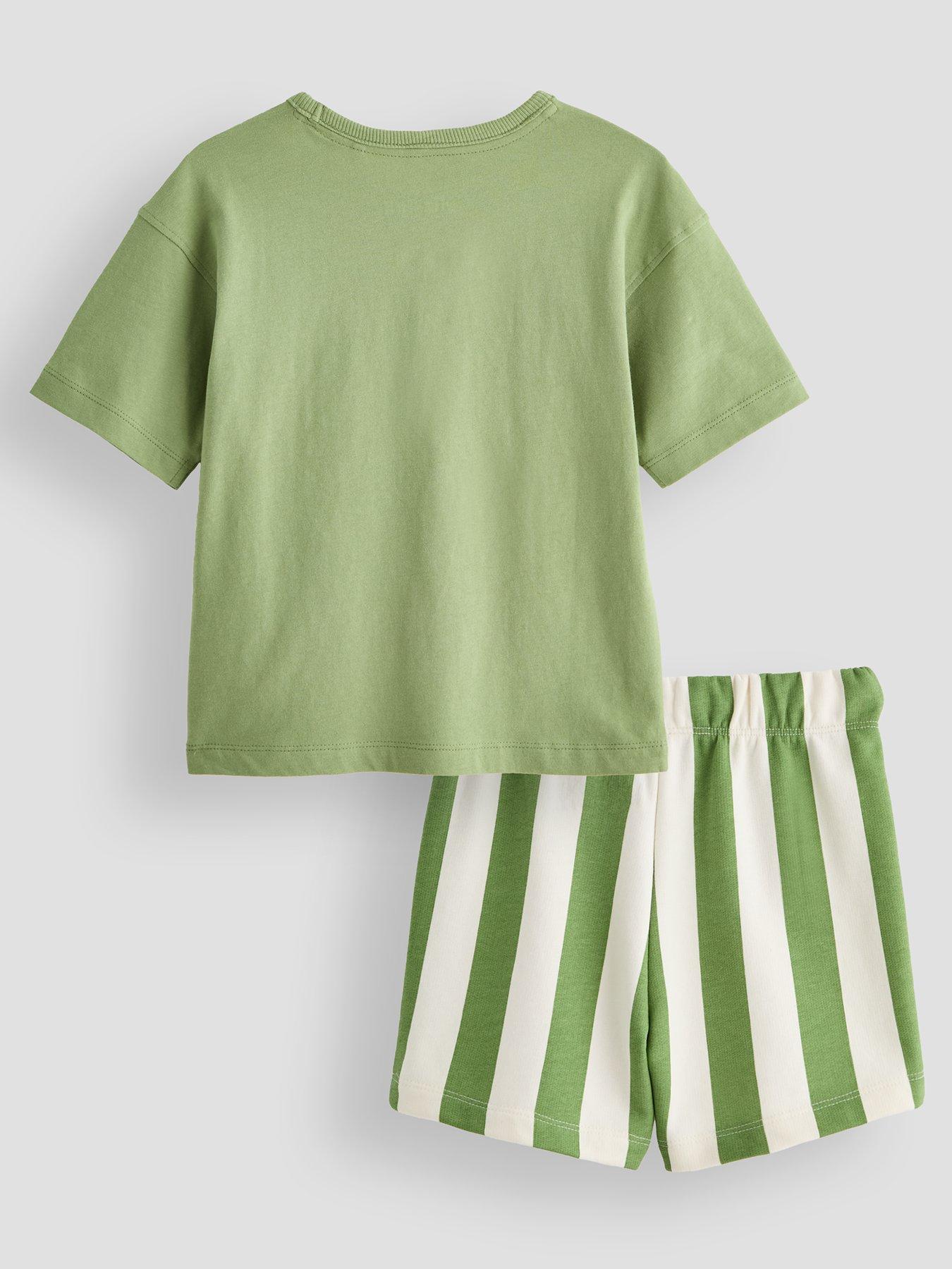 Image 2 of 4 of The Very Collection Boys Palm Tree Stripe Short Set - Green