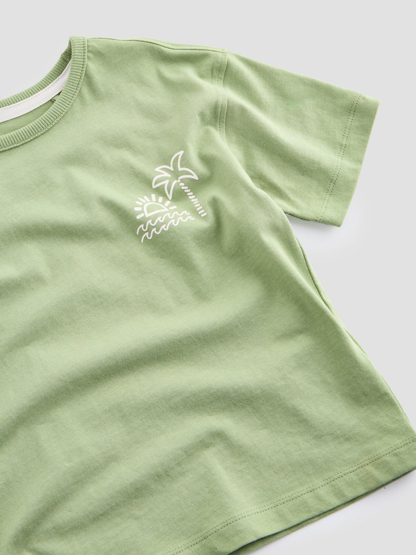 Image 3 of 4 of The Very Collection Boys Palm Tree Stripe Short Set - Green