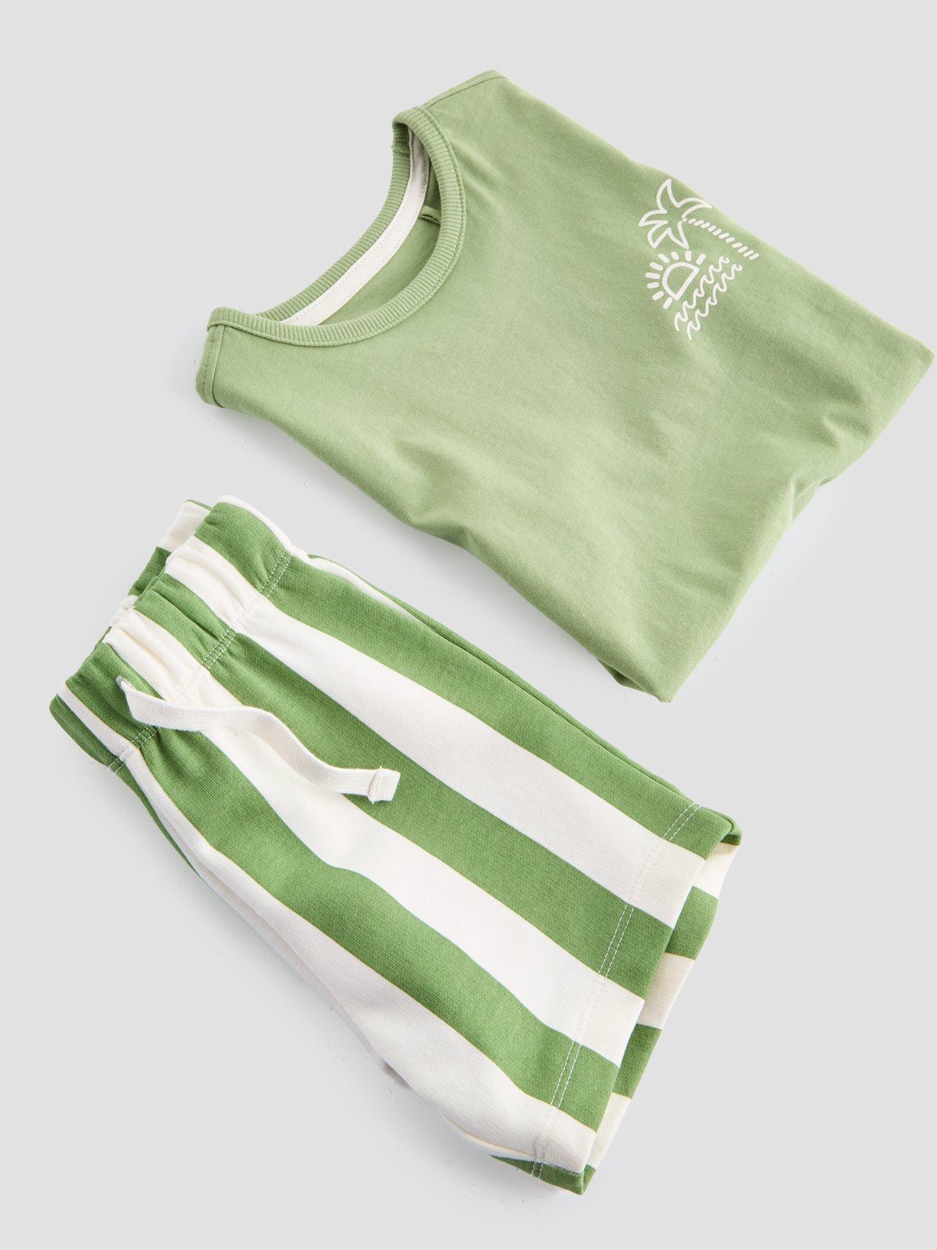 Image 4 of 4 of The Very Collection Boys Palm Tree Stripe Short Set - Green