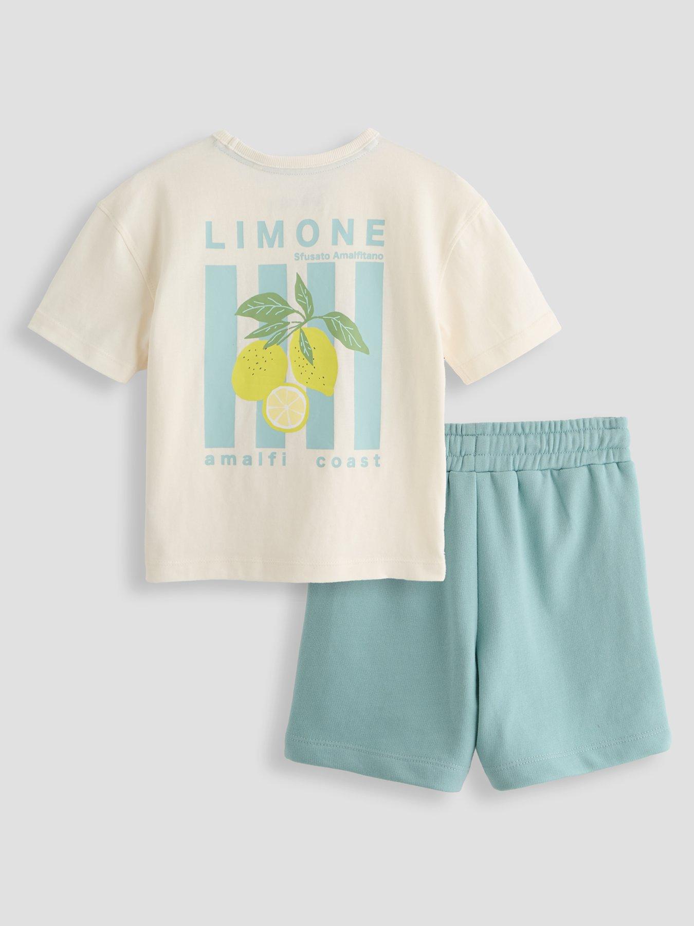 Image 1 of 5 of The Very Collection Boys Lemon Graphic T-shirt And Shorts Set - Multi