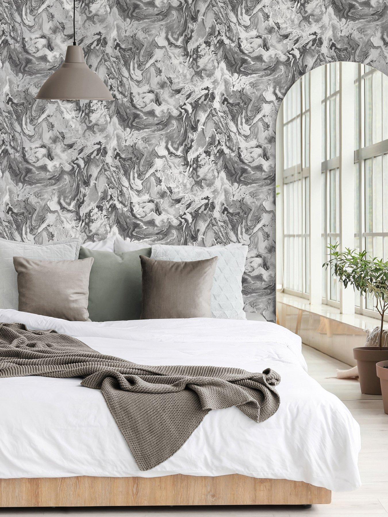 Fine Decor Metallic Marble Charcoal