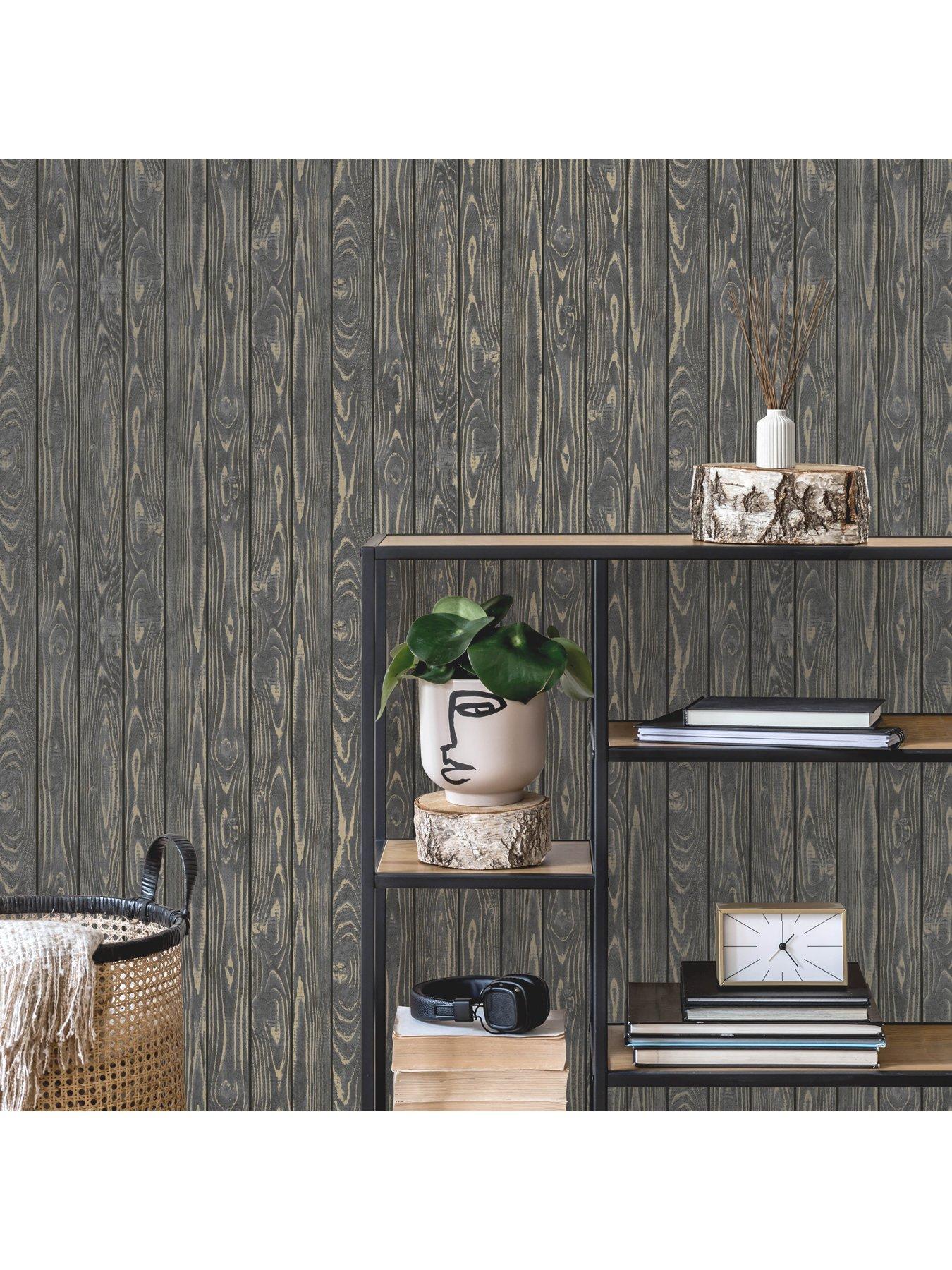 Image 2 of 5 of Fine Decor Metallic Wood Charcoal