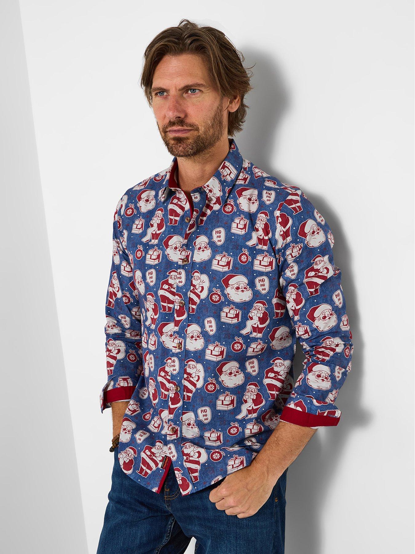 Joe Browns Superb Santa Long Sleeve Shirt - Blue