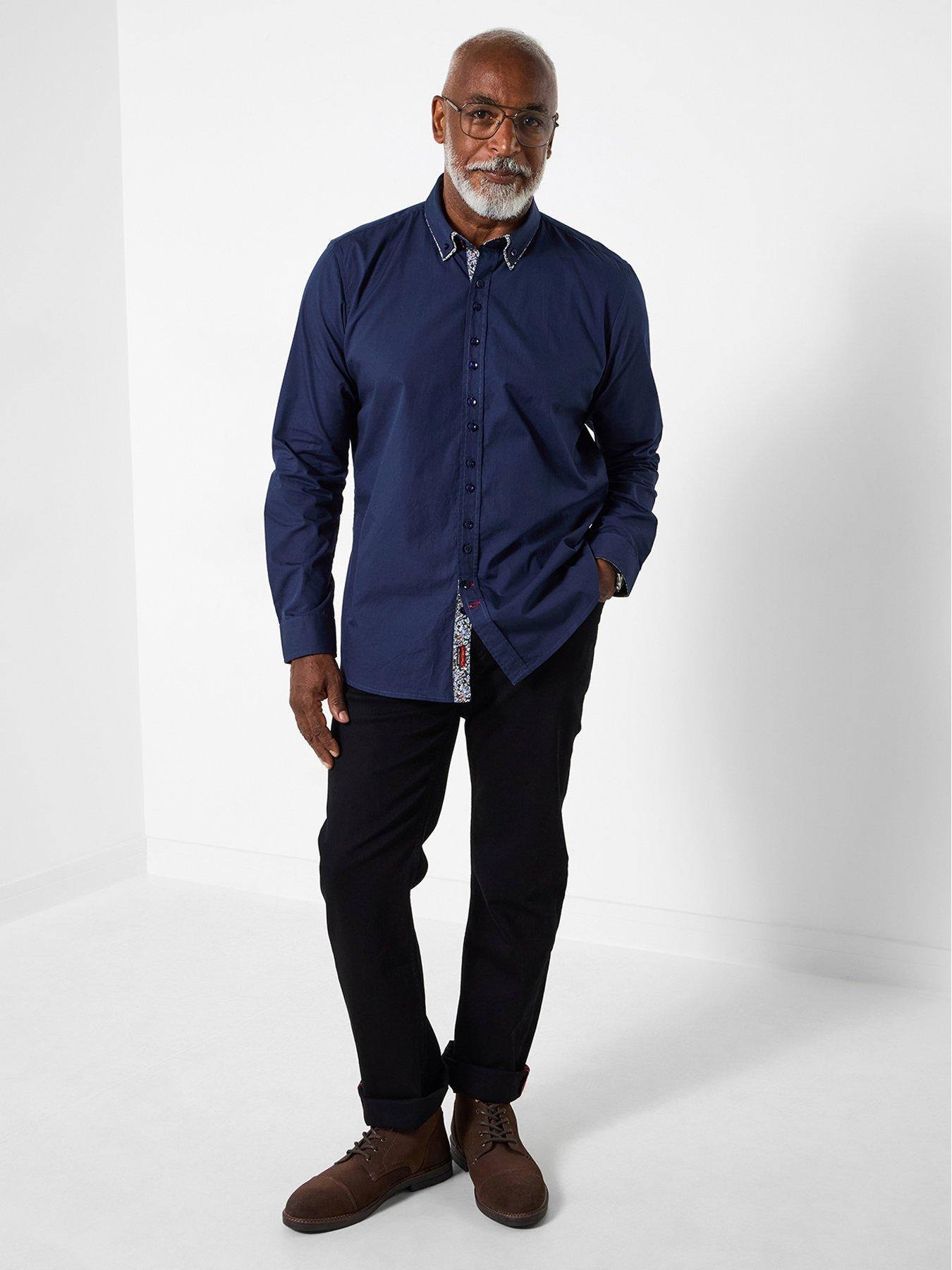 Image 2 of 7 of Joe Browns Deadly Dapper Double Collar Shirt - Navy